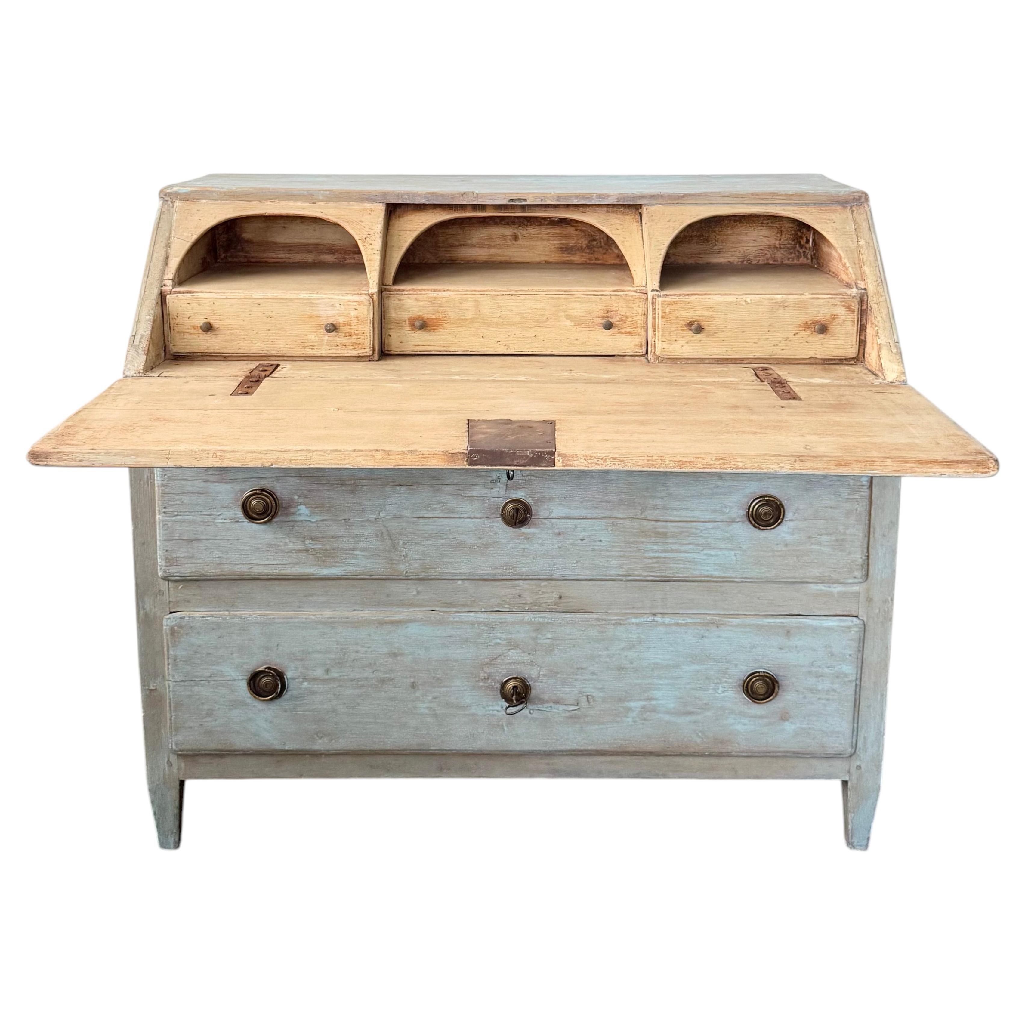18th Century Italian Painted Drop Front Secretaire