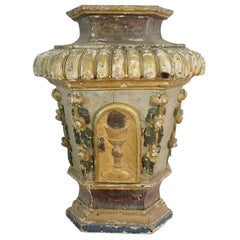 18th Century Italian Painted Hand Carved Baroque Tabernacle