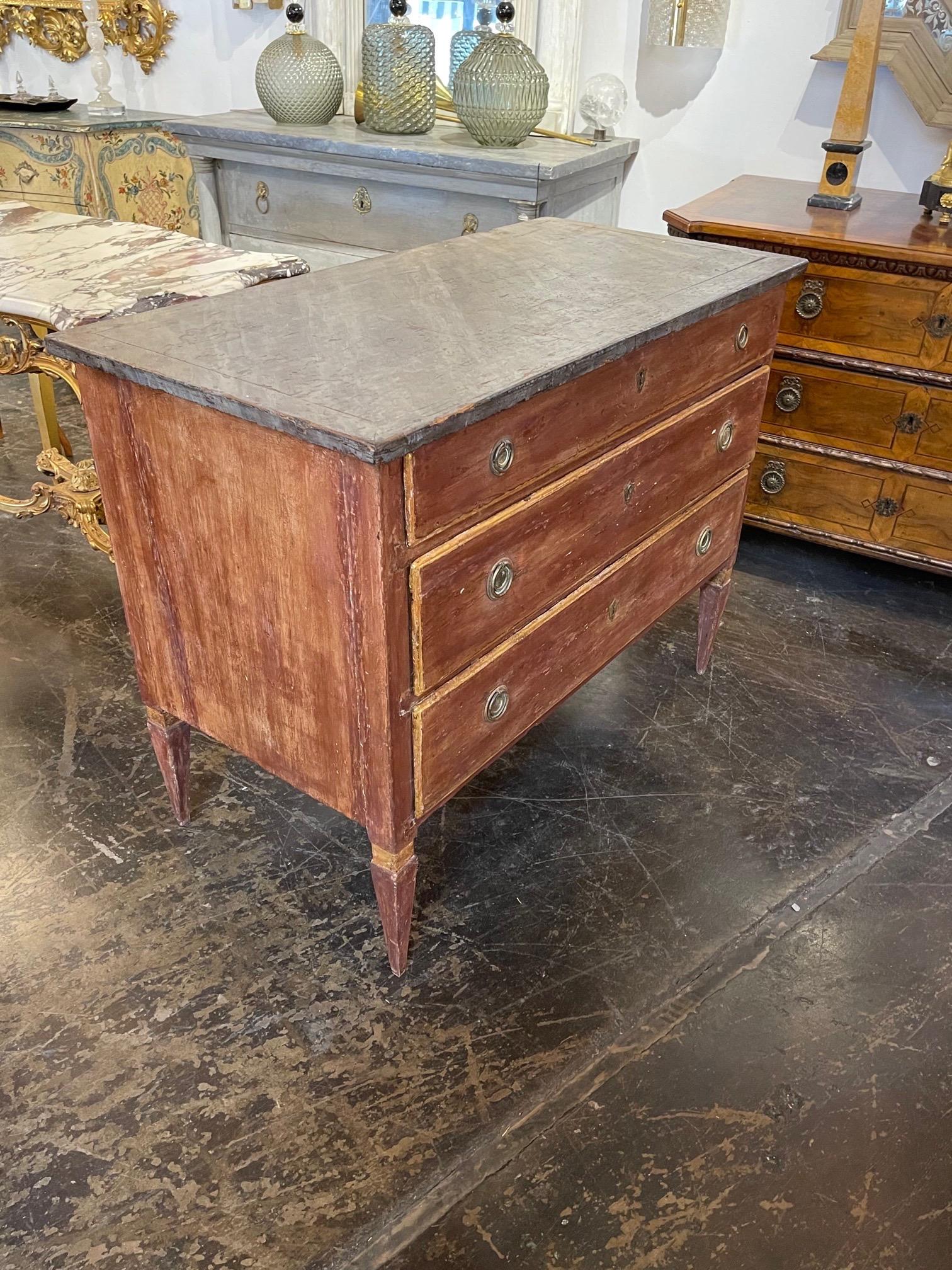Wood 18th Century Italian Painted Neo-Classical Commode For Sale