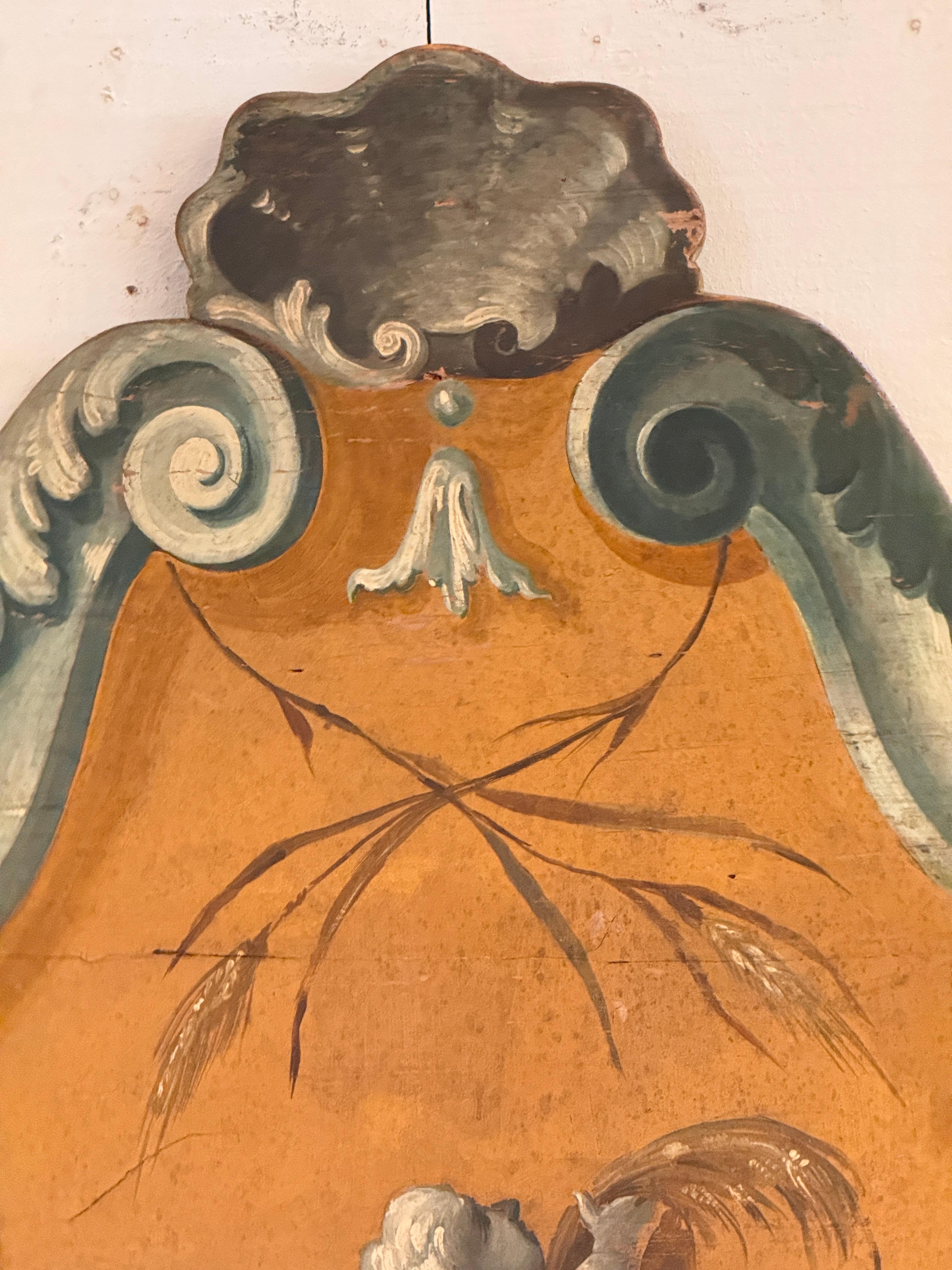 Wood 18th Century Italian Painted Rococo Panel For Sale