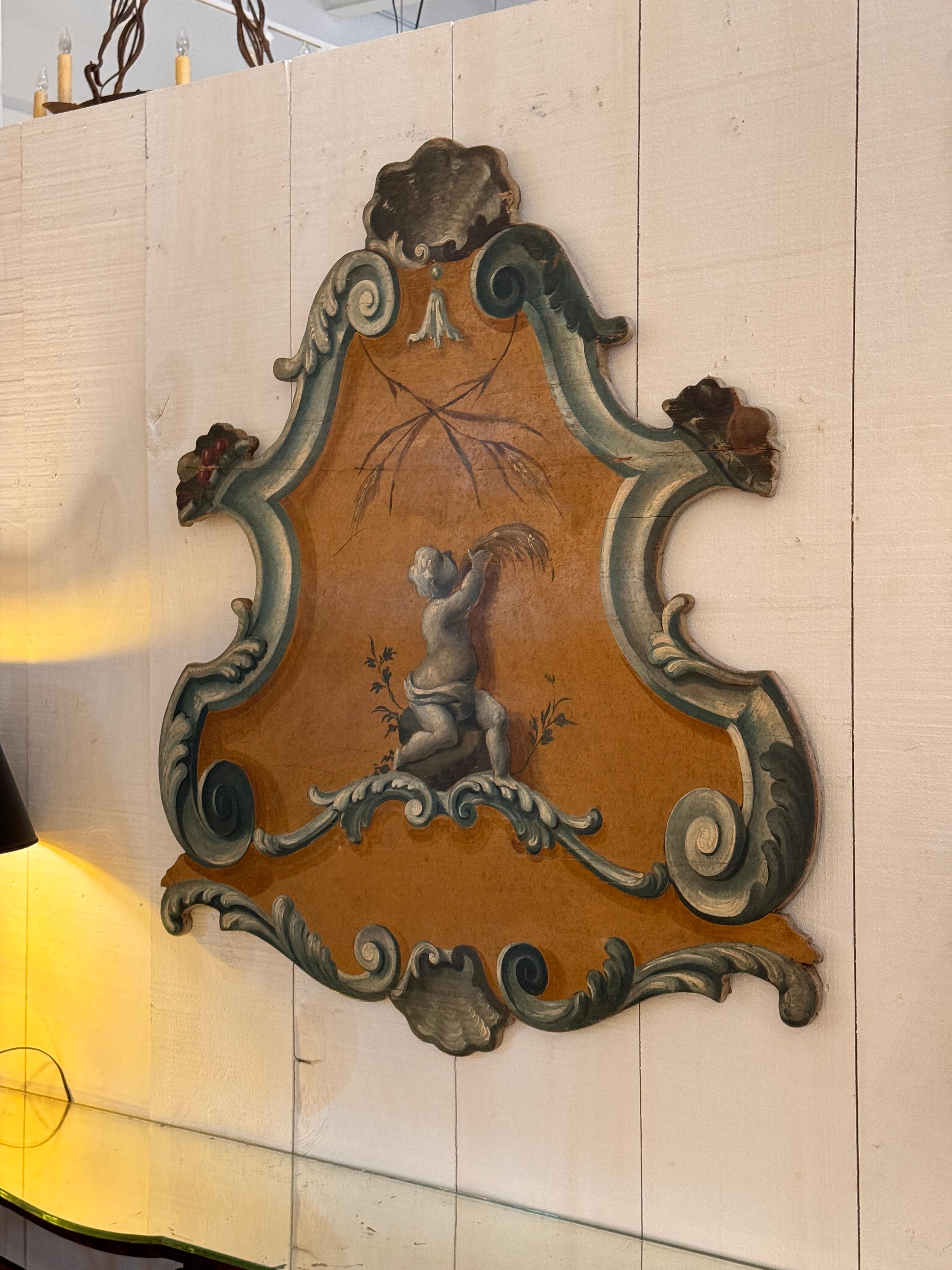 18th Century Italian Painted Rococo Panel For Sale 1
