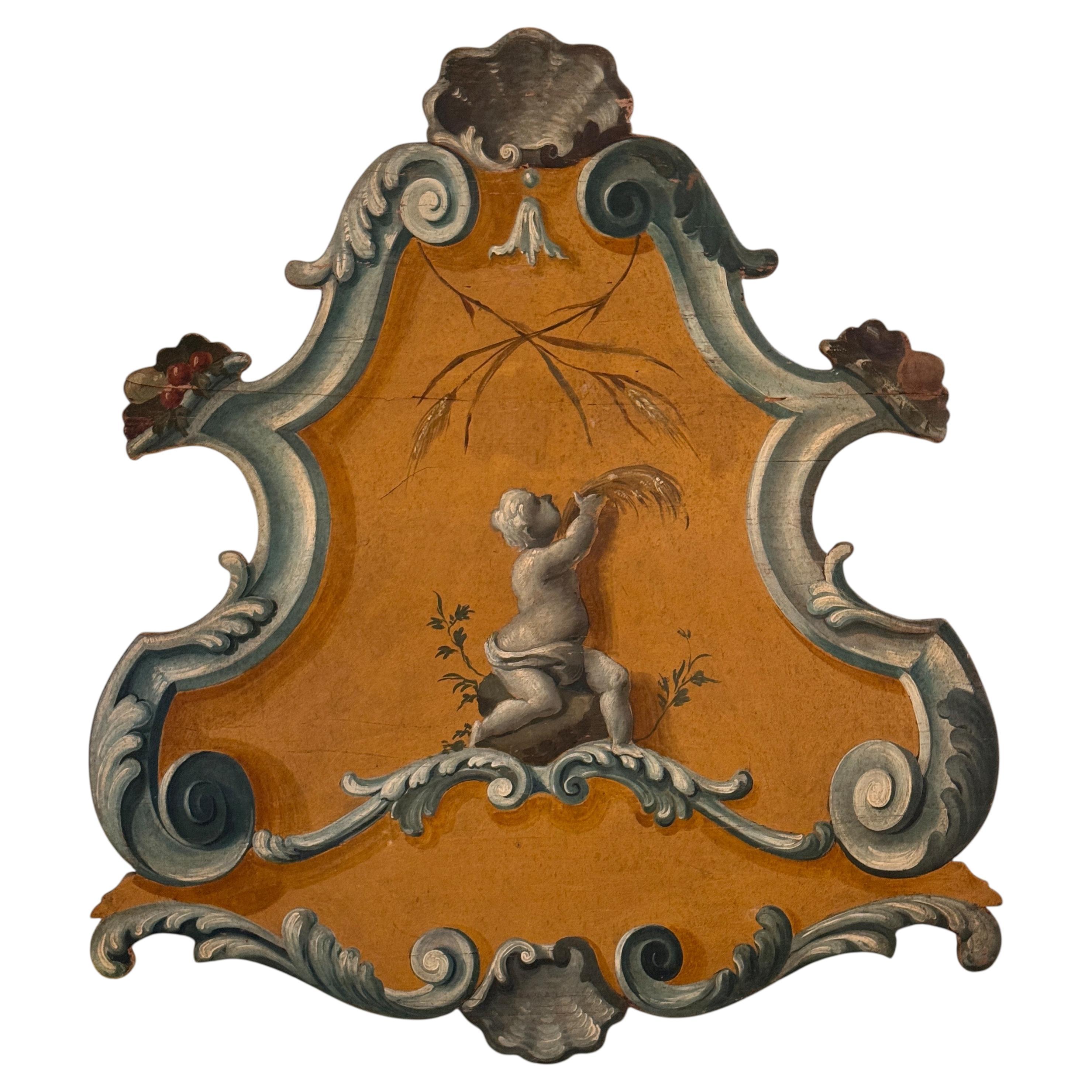 18th Century Italian Painted Rococo Panel For Sale
