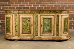 18th Century Italian Painted Sideboard with Two Doors and Rounded Corners