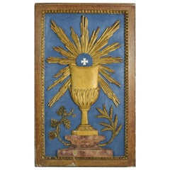 18th Century Italian Painted Wood Carved Panel