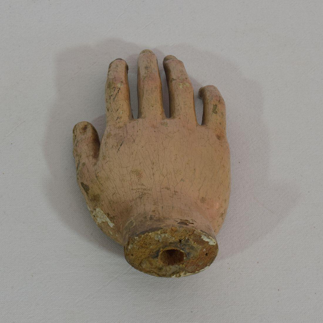 18th Century Italian Painted Wooden Hand of a Saint 2