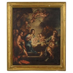 Antique 18th Century, Italian Painting, Adoration of the Shepherds by Follower of Conca