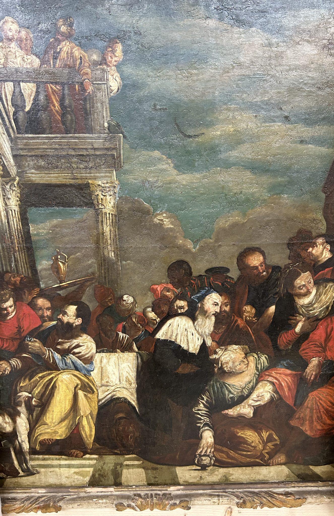 Important 18th Century Italian painting “Feast in the House of Simon the Pharisee” – after the work of Paolo Veronese.The original work by Veronese was commissioned for a monastery and then a copy made for the donor. An important piece, it has been