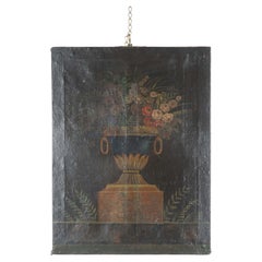 18th Century Italian Painting of Country Flowers in a Blue and Gilt Handled Medi