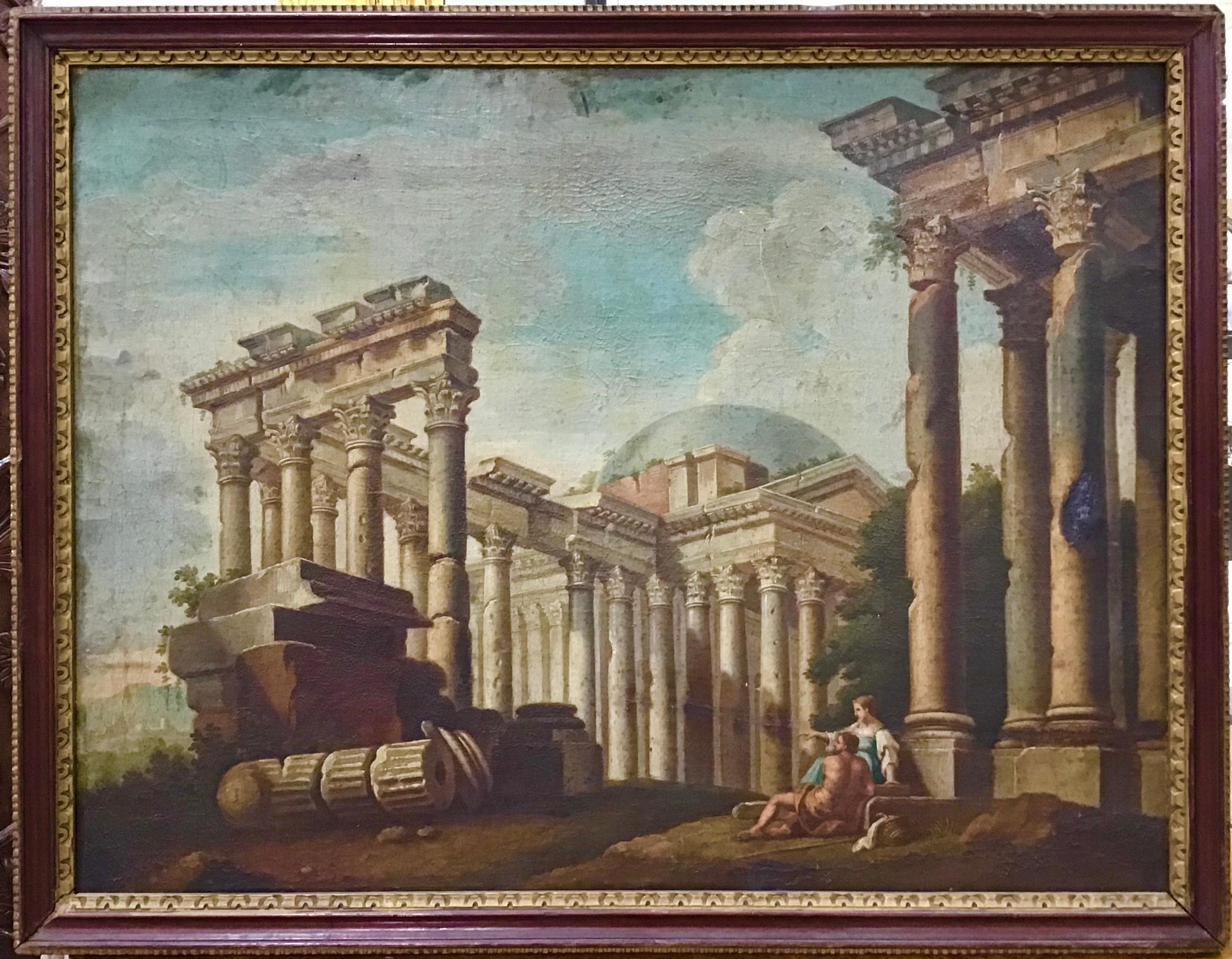 18th Century Italian Painting of Landscapes with Classical Ruins 2