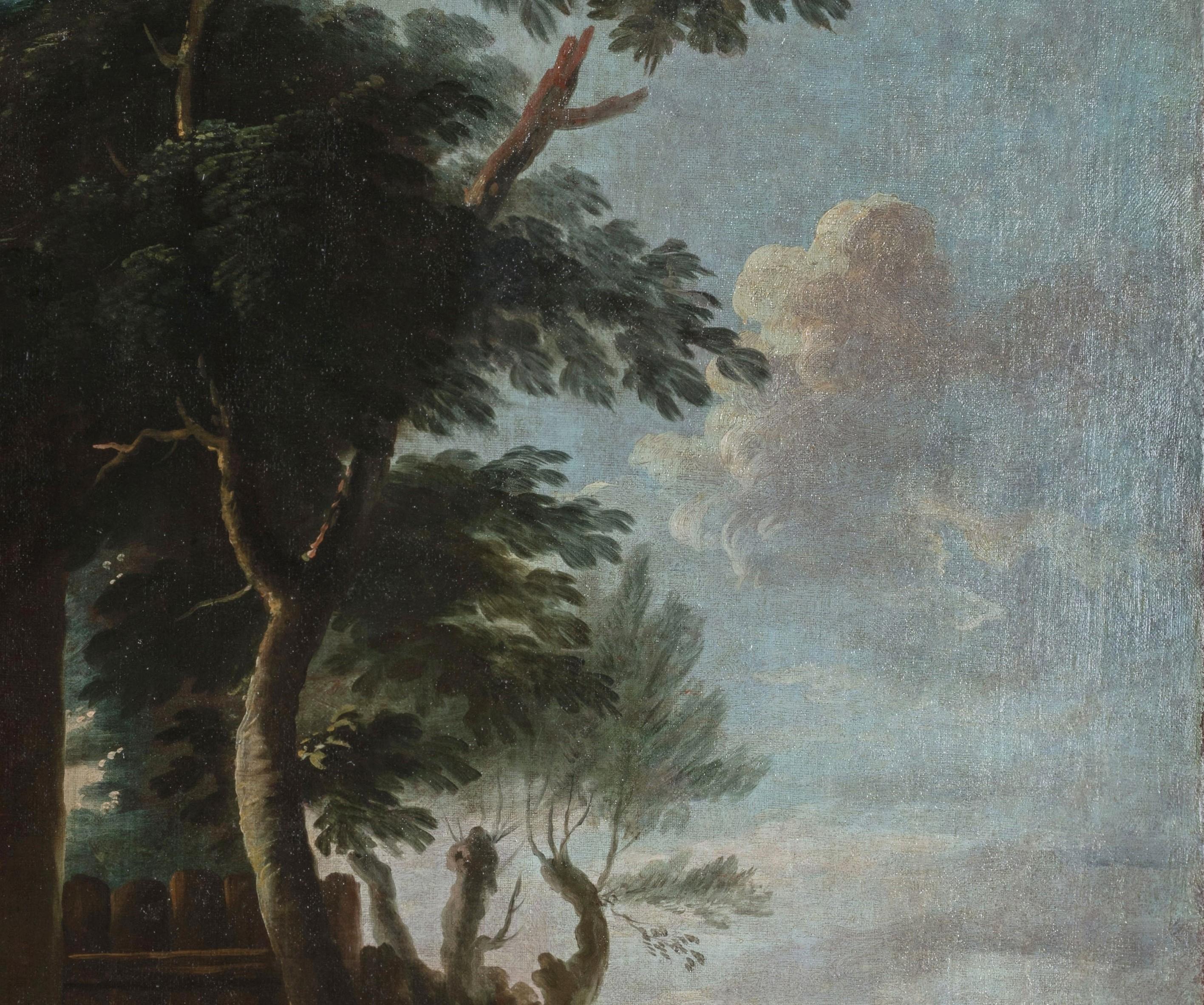Italienisches Gemälde aus dem 18. Jahrhundert, Bambocciata von Giovanni Michele Graneri, abgebildet (Leinwand) im Angebot
