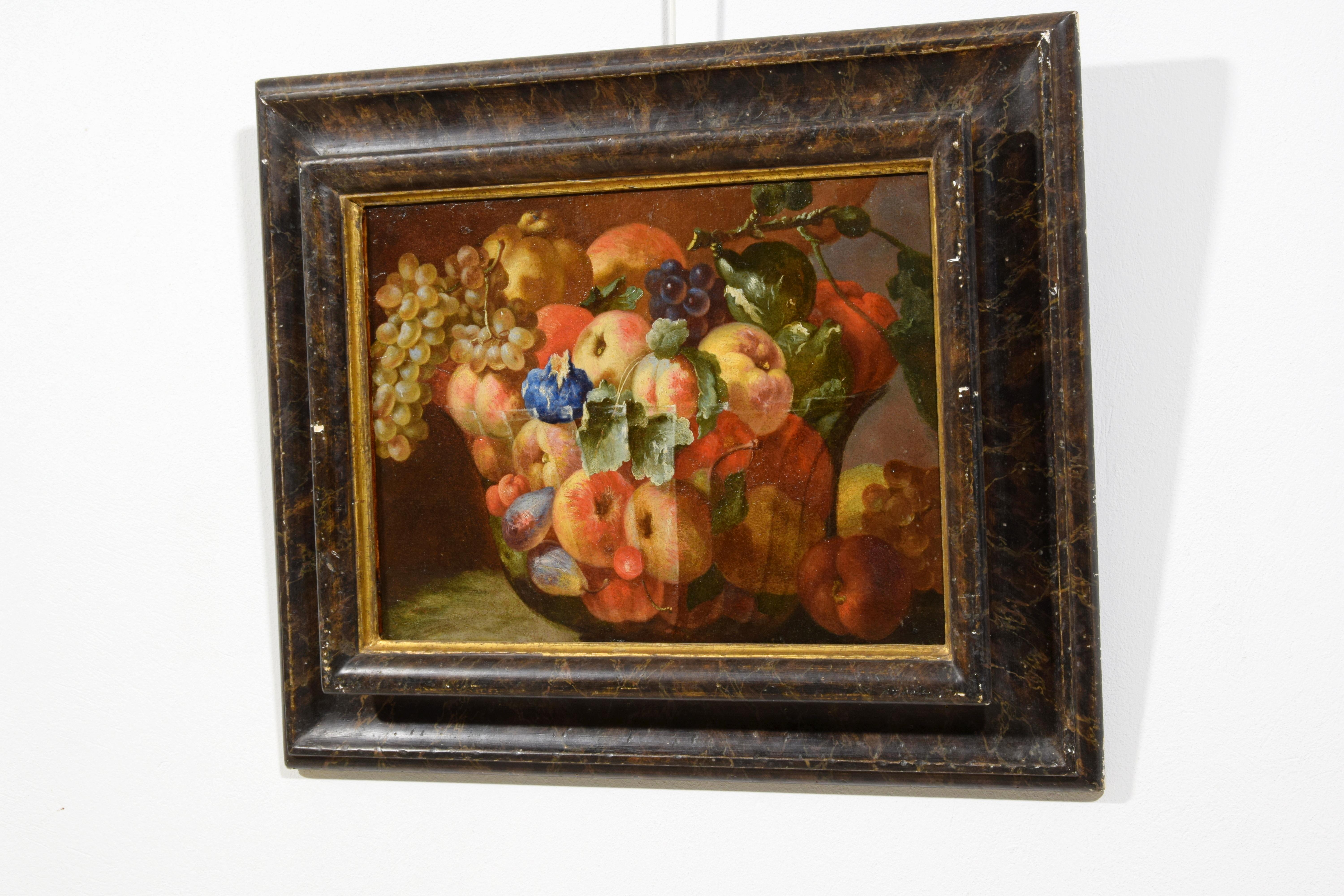 Baroque 18th Century, Italian Painting Still Life by Giovanni Paolo Castelli Lo Spadino For Sale