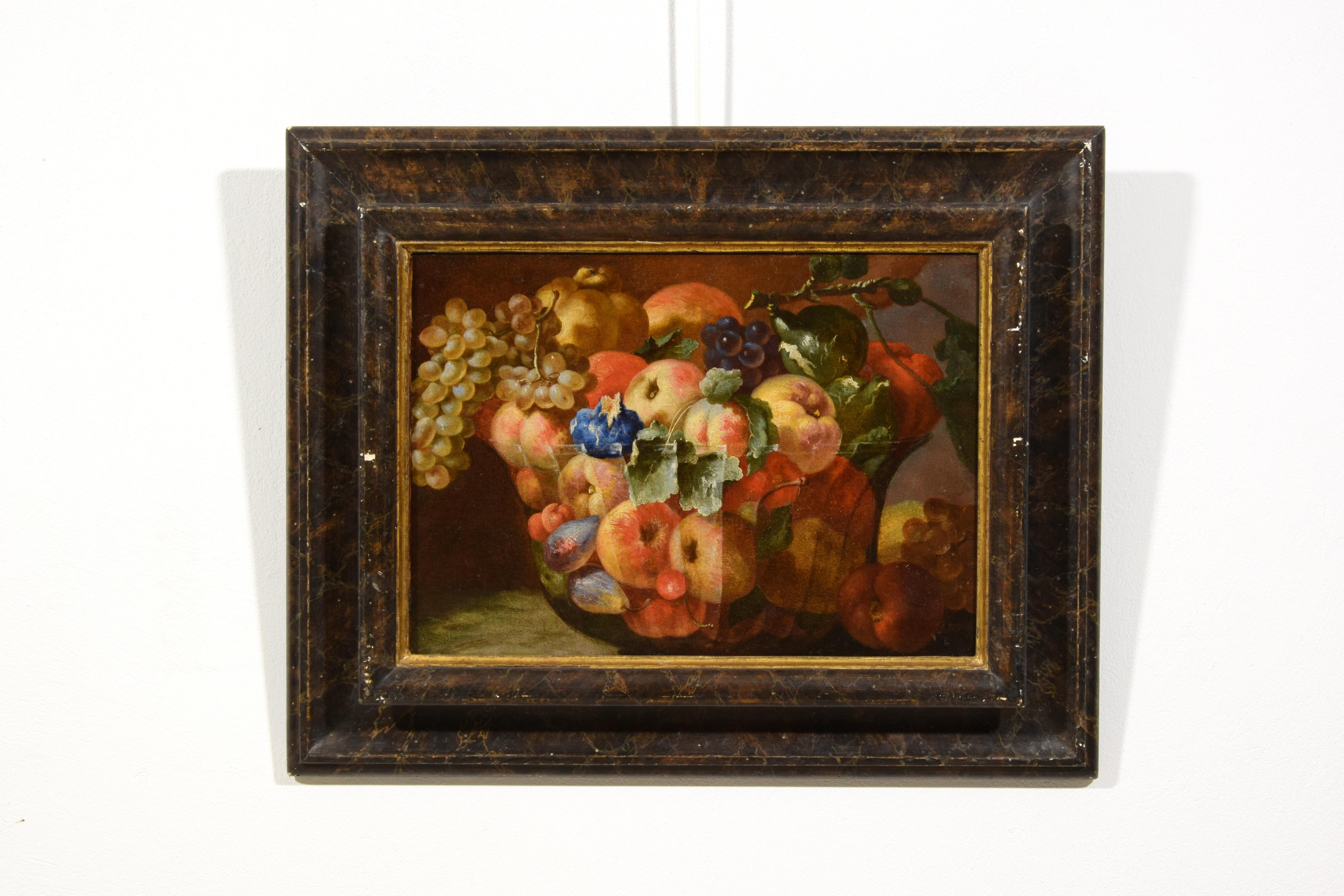 Lacquered 18th Century, Italian Painting Still Life by Giovanni Paolo Castelli Lo Spadino For Sale