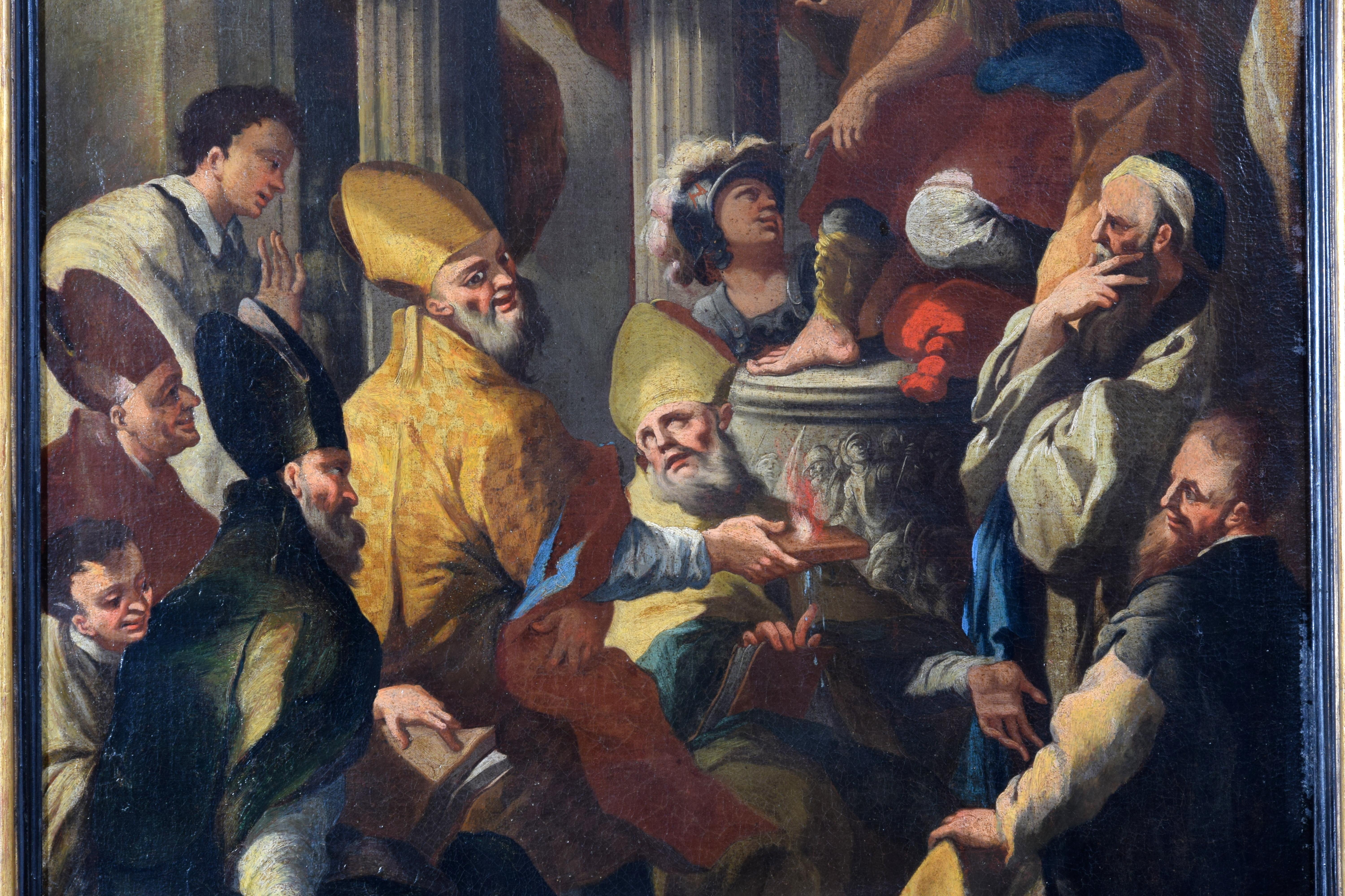 Baroque 18th Century, Italian painting with Saint Nicholas and the miracle of the brick For Sale