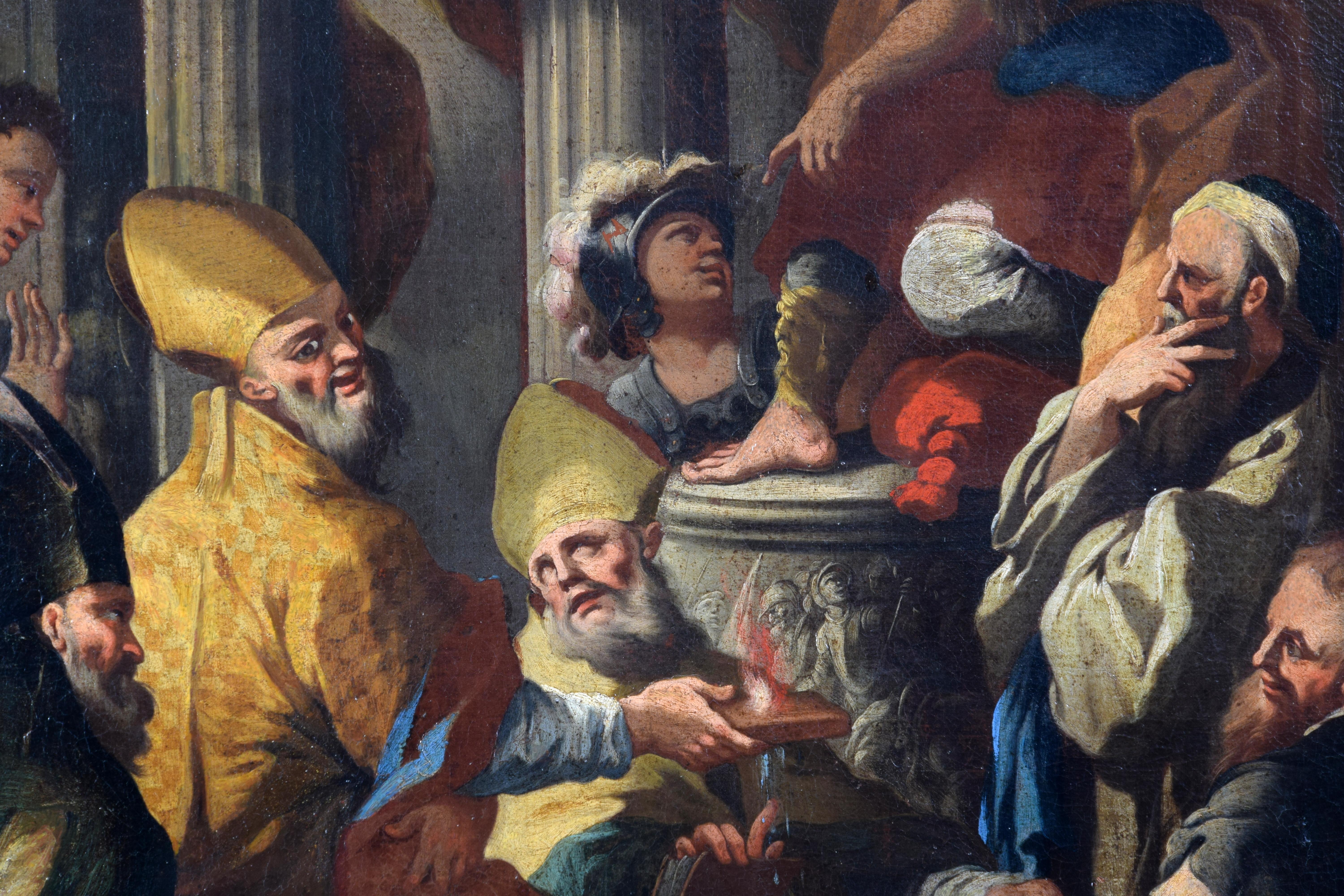 Canvas 18th Century, Italian painting with Saint Nicholas and the miracle of the brick For Sale