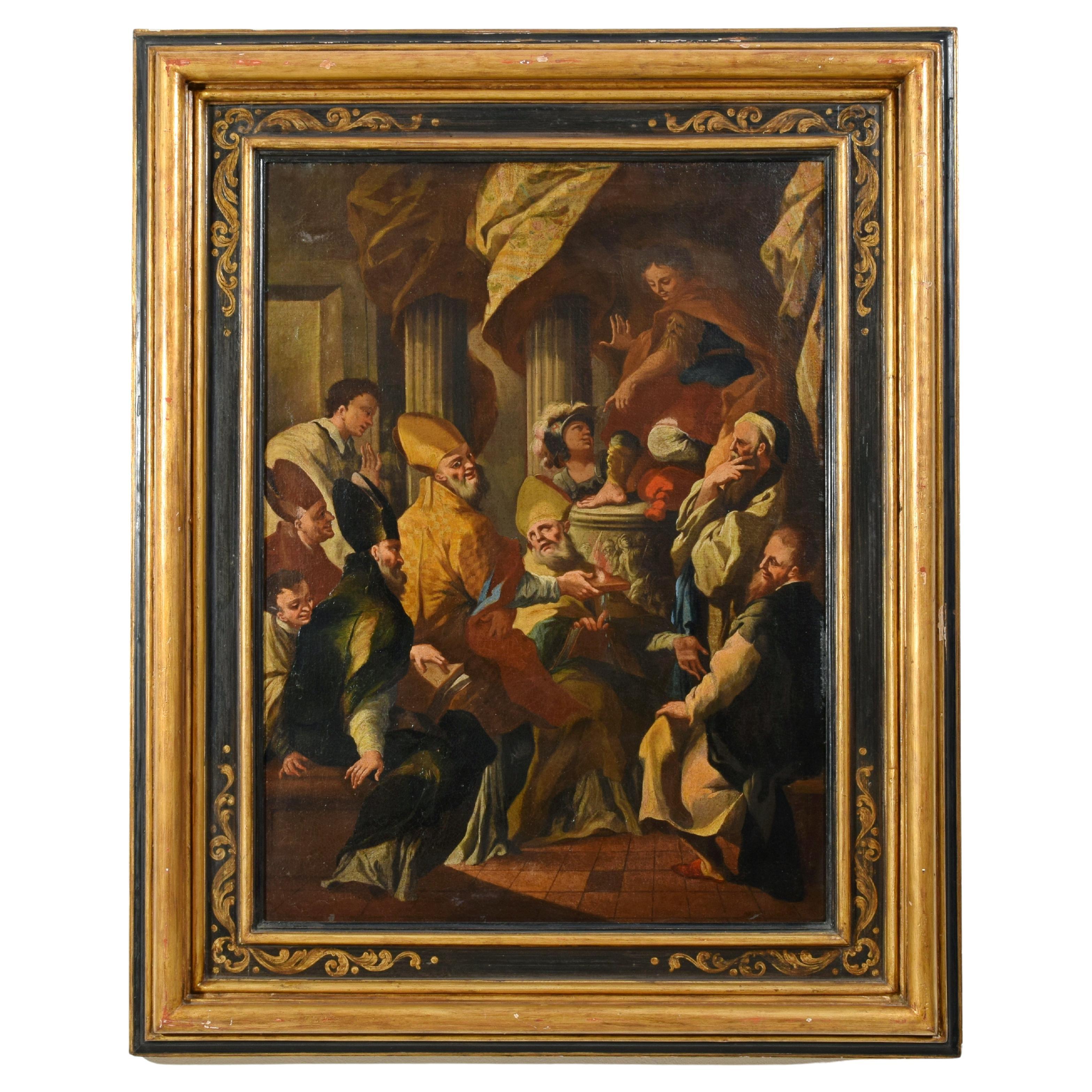 Siglo XVIII, pintura italiana con San Nicolás y el milagro del ladrillo