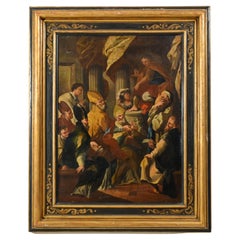 Siglo XVIII, pintura italiana con San Nicolás y el milagro del ladrillo