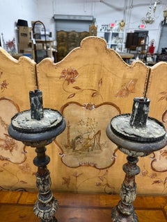 18th Century Italian Pair Carved Giltwood Candlesticks Torcheres