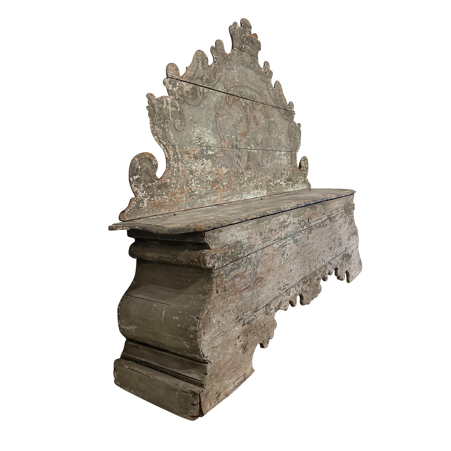 Hand-Carved 18th Century Italian Pair of Baroque Cassapanche Wooden Storage Benches For Sale