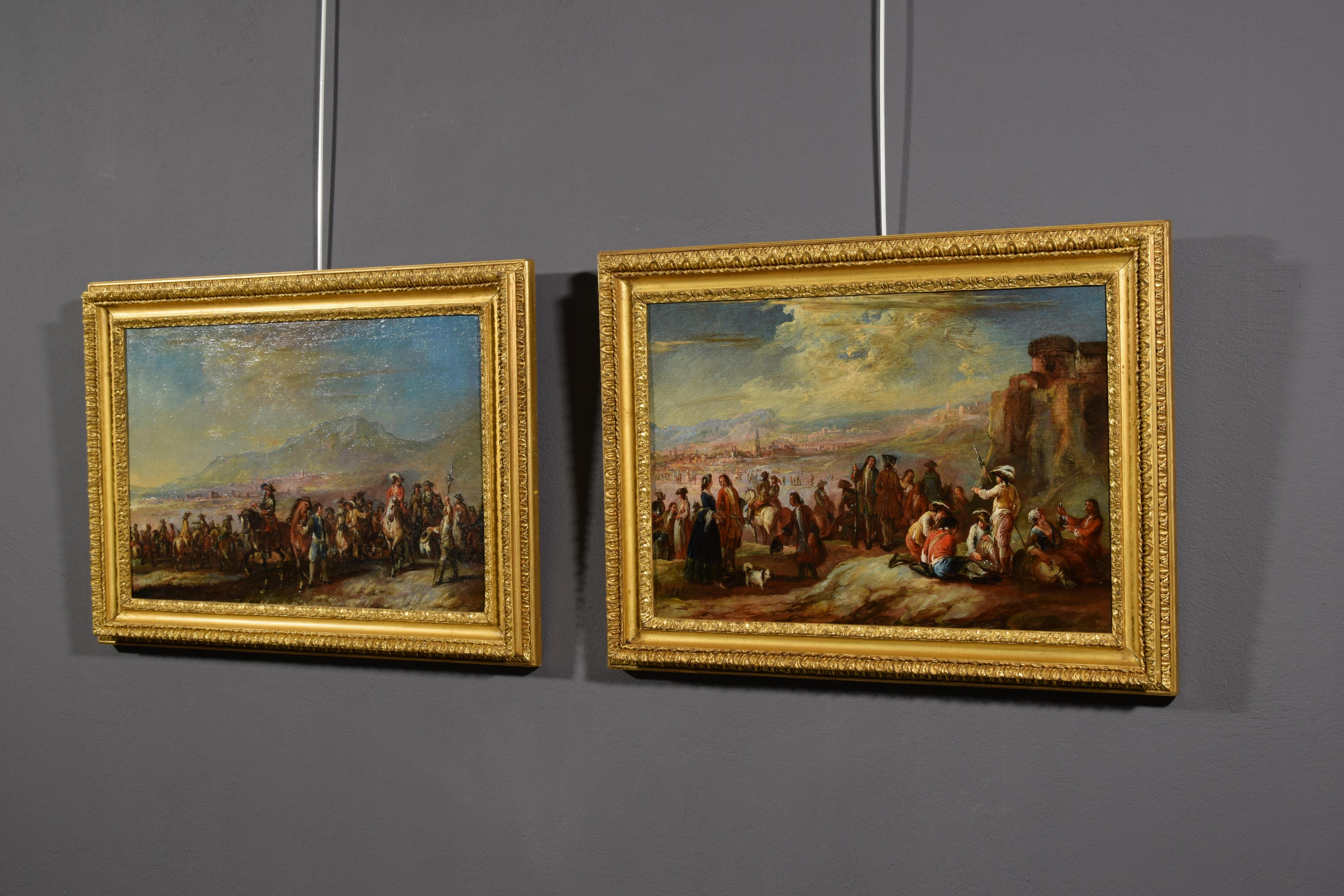 18th Century, Italian Pair of Oil on Canvas Paintings by Francesco Simonini For Sale 5