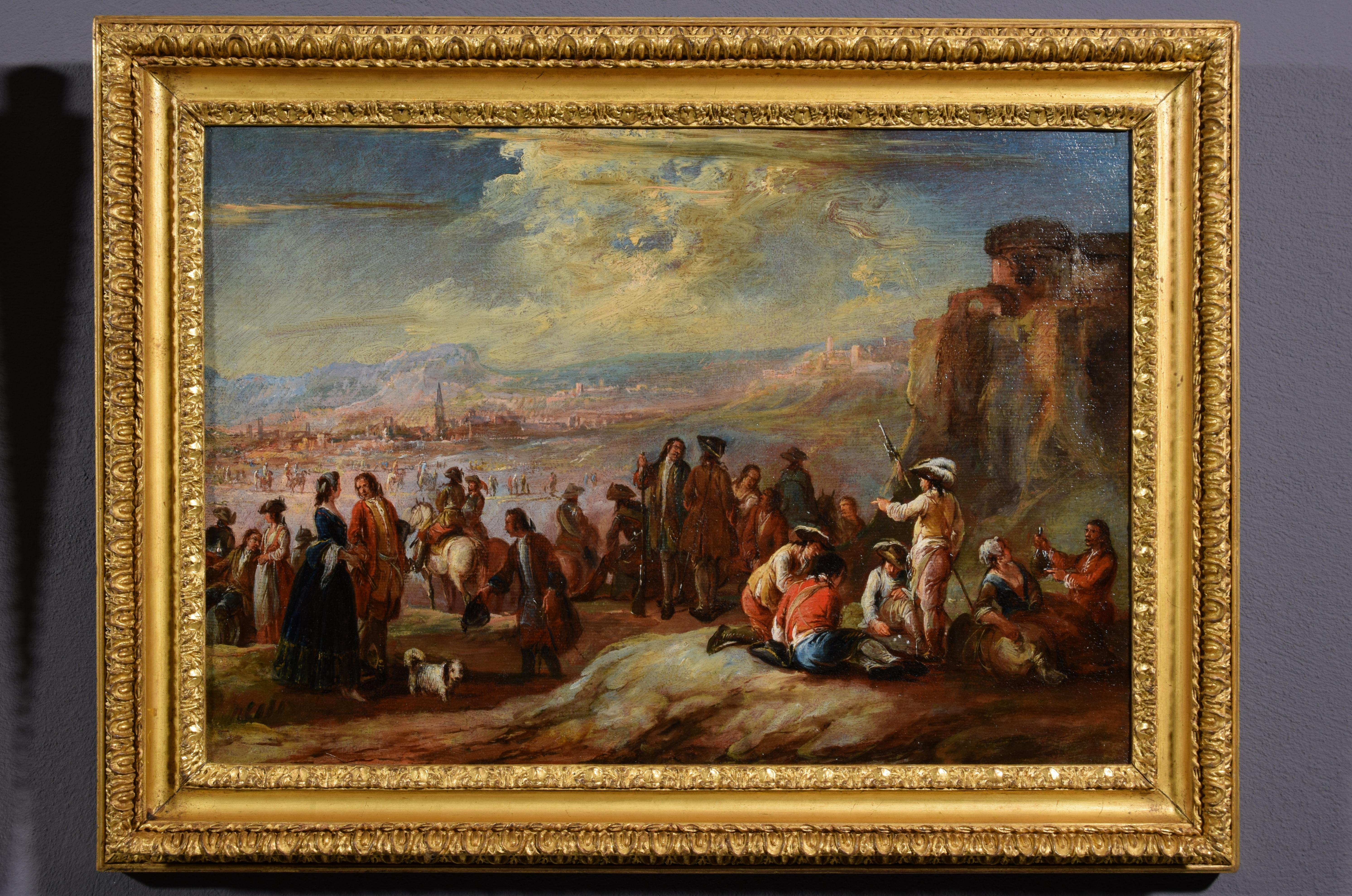 18th Century, Italian Pair of Oil on Canvas Paintings by Francesco Simonini For Sale 10