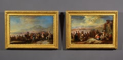 18th Century, Italian Pair of Oil on Canvas Paintings by Francesco Simonini