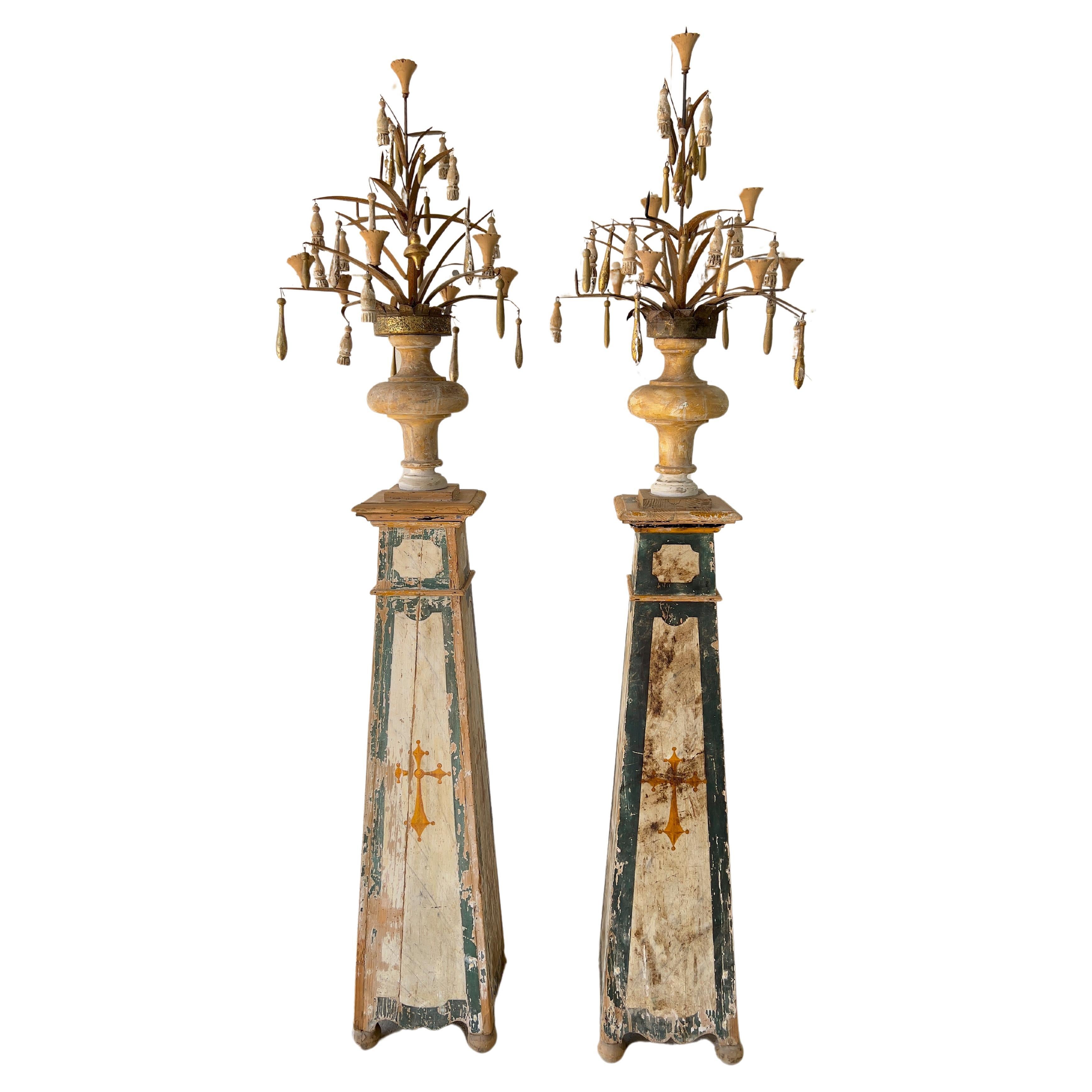 18th Century Italian pair of torcheres For Sale