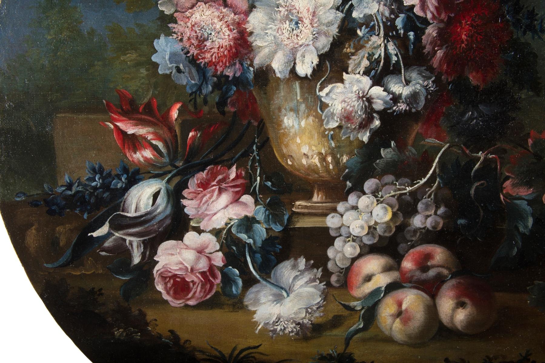 Natura morta con fiori di Michele Antonio Rapos, 18° secolo, Italia in vendita 3