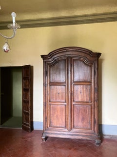 18th Century Italian Piedmontese Solid Walnut Wardrobe/ Armoire Baroque Period