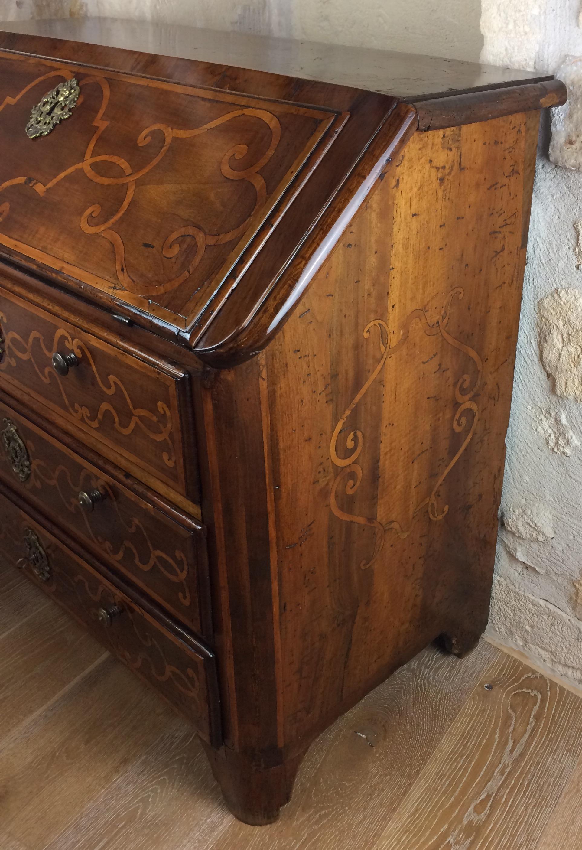 18th Century and Earlier 18th Century Italian Piemonte Commode Secretary Desk For Sale