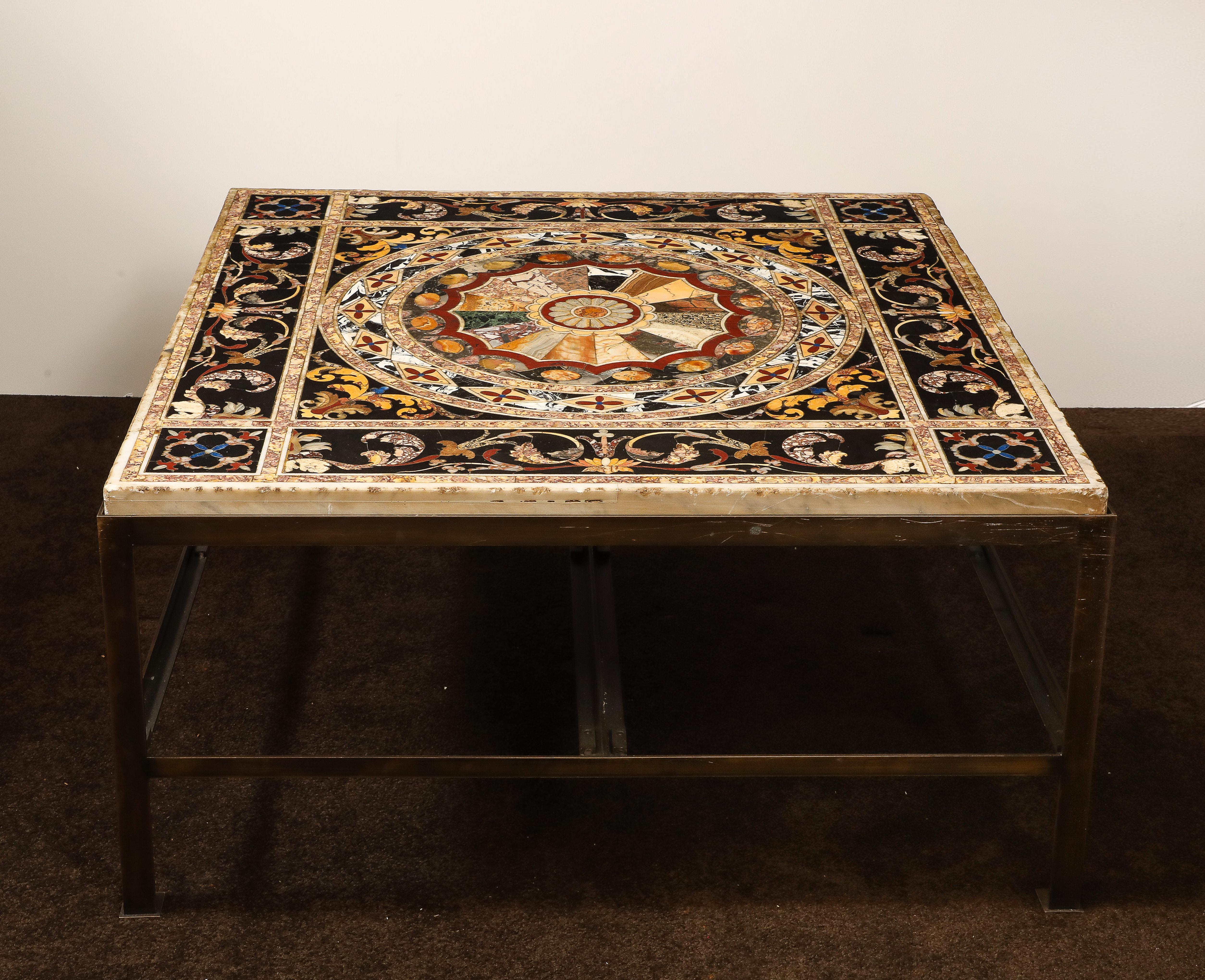 Classical Roman 18th Century Italian Pietra Dura Multi-Marble & Specimen Table-Top/Coffee Table For Sale