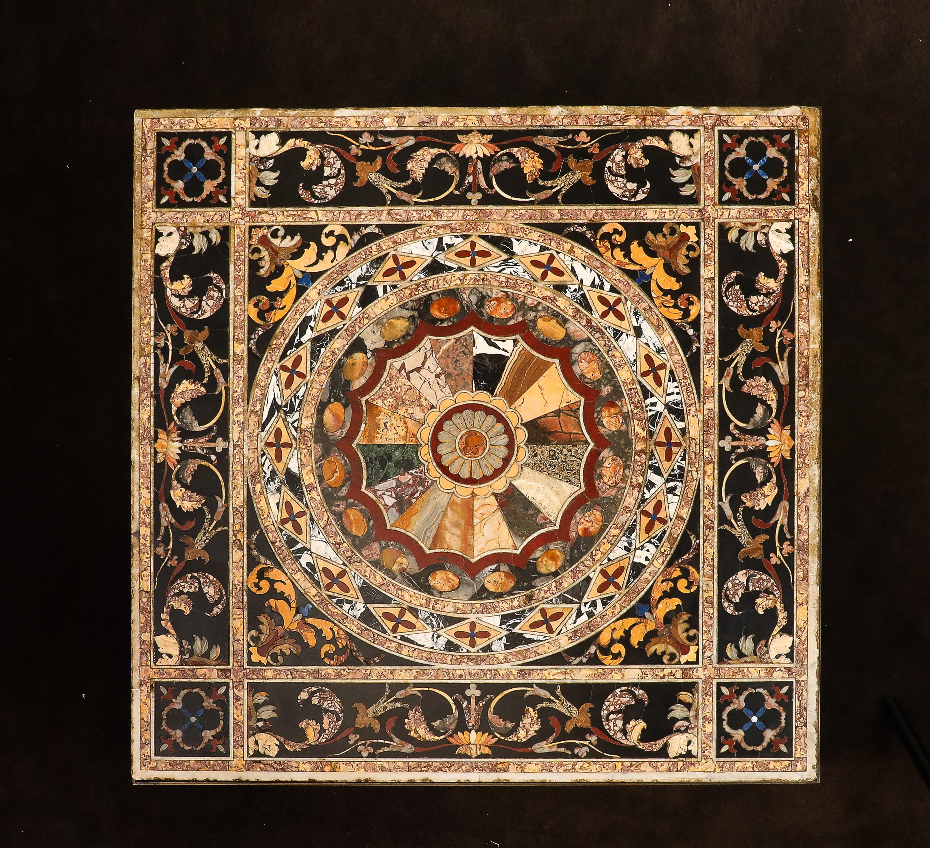 Hand-Carved 18th Century Italian Pietra Dura Multi-Marble & Specimen Table-Top/Coffee Table For Sale