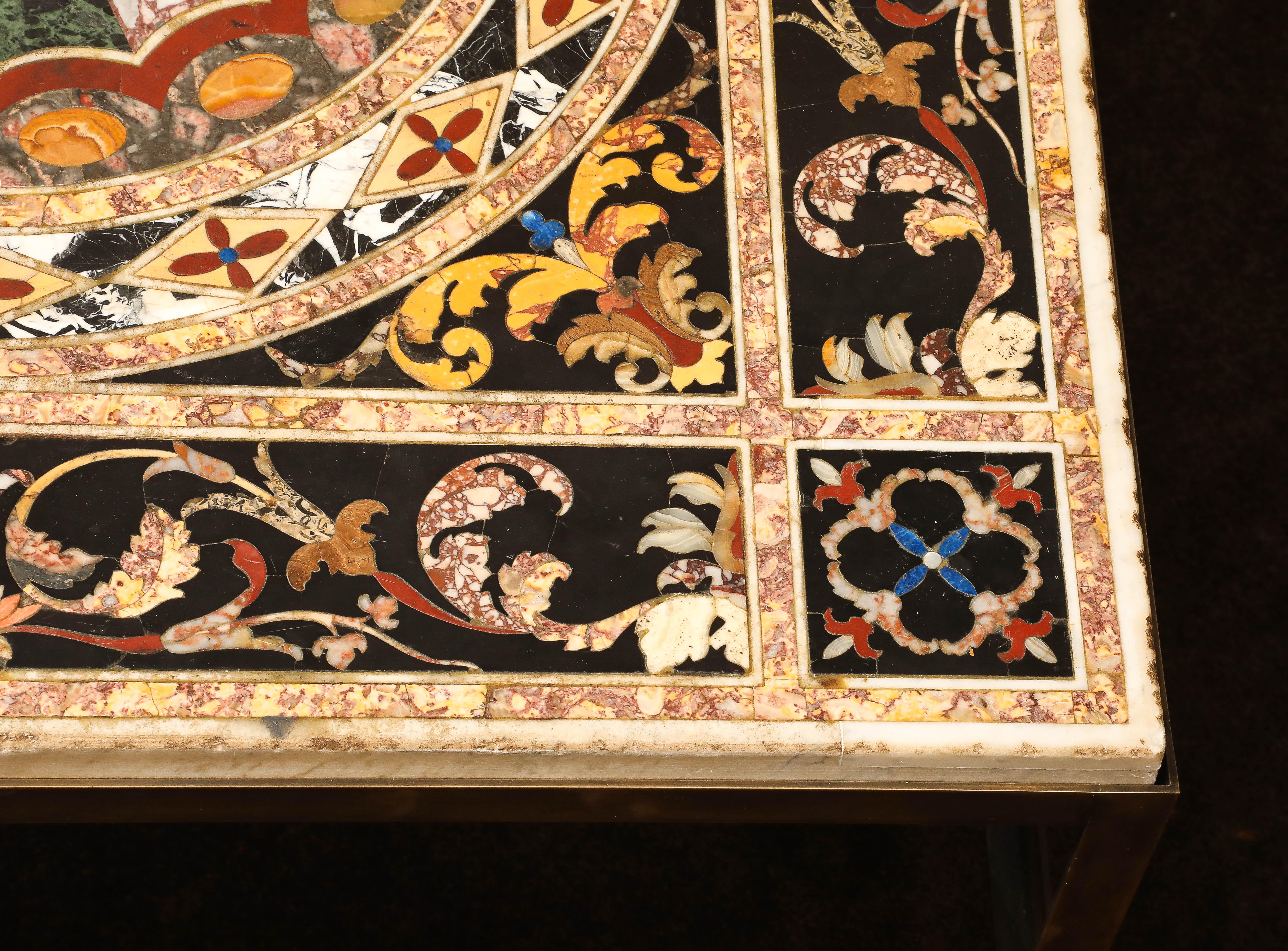 18th Century Italian Pietra Dura Multi-Marble & Specimen Table-Top/Coffee Table In Fair Condition For Sale In New York, NY