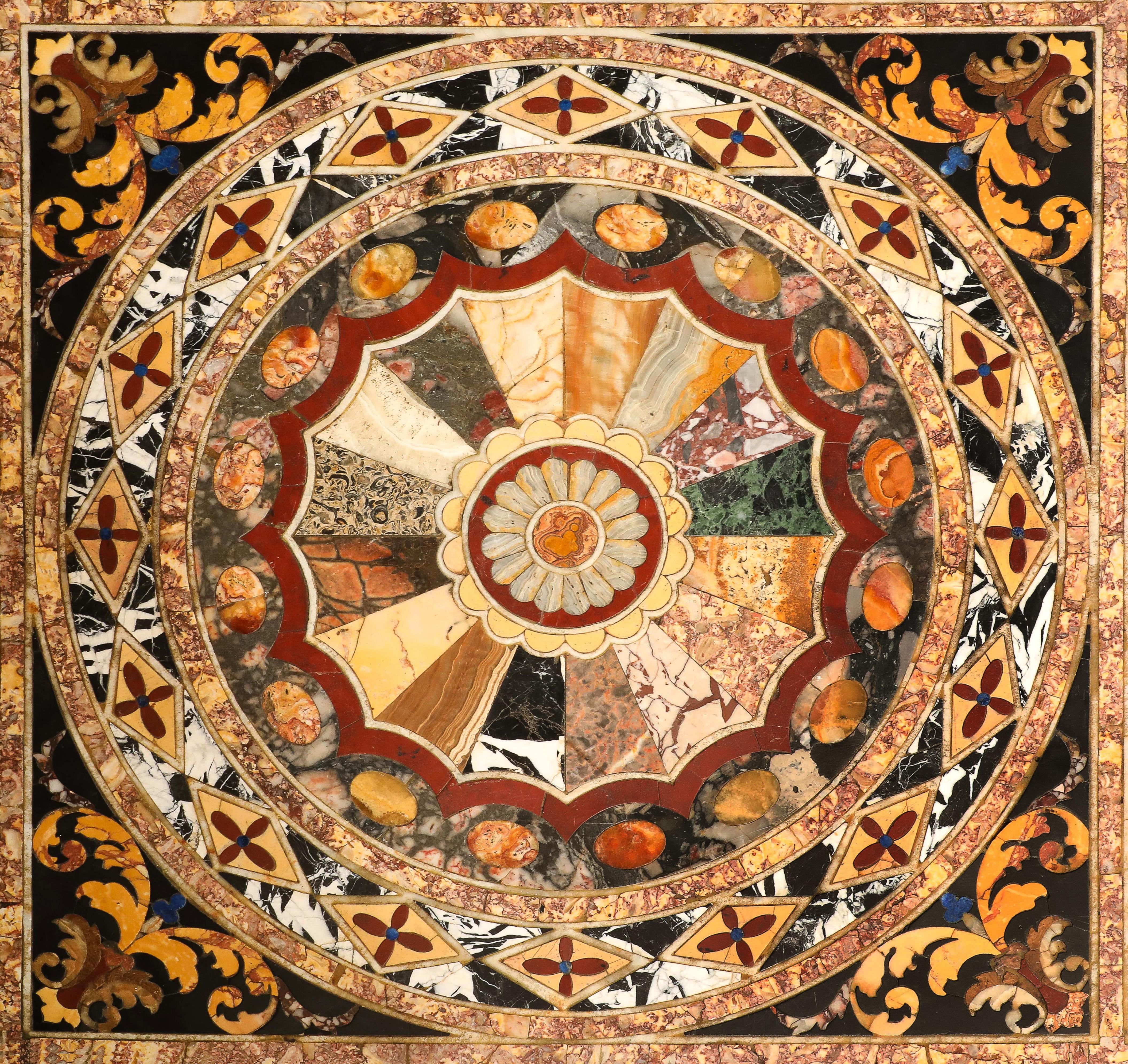 Lapis Lazuli 18th Century Italian Pietra Dura Multi-Marble & Specimen Table-Top/Coffee Table For Sale