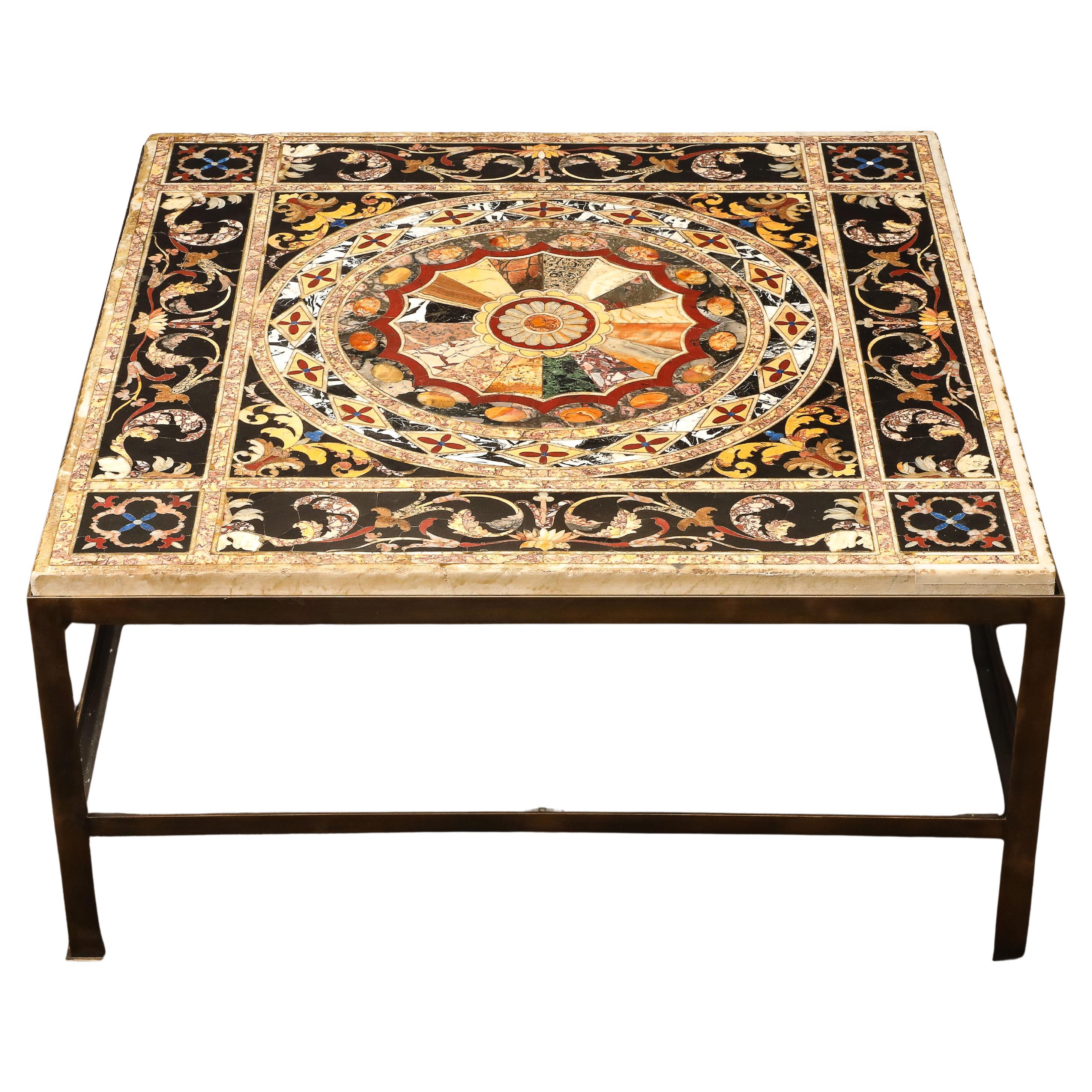 18th Century Italian Pietra Dura Multi-Marble & Specimen Table-Top/Coffee Table For Sale