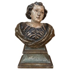 18th Century Italian Polychrome Bust of Saint