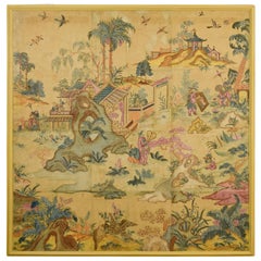 Antique 18th Century, Italian Polychrome Tempera on Paper Chinoiserie Painting
