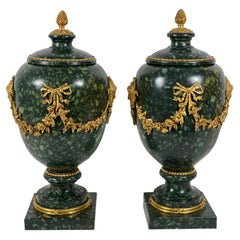 18th Century Italian Porphyry Vases with Bronze Dore Mounts, a Pair