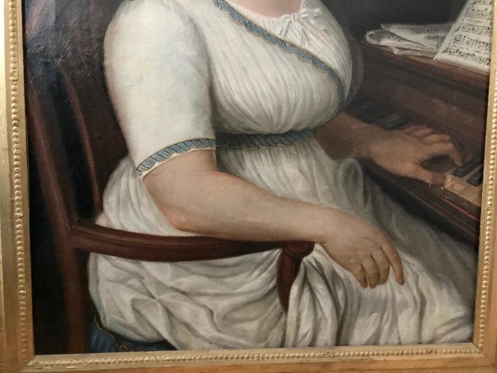 18th Century Italian Portrait of a Female Piano Player, Signed and Dated 3