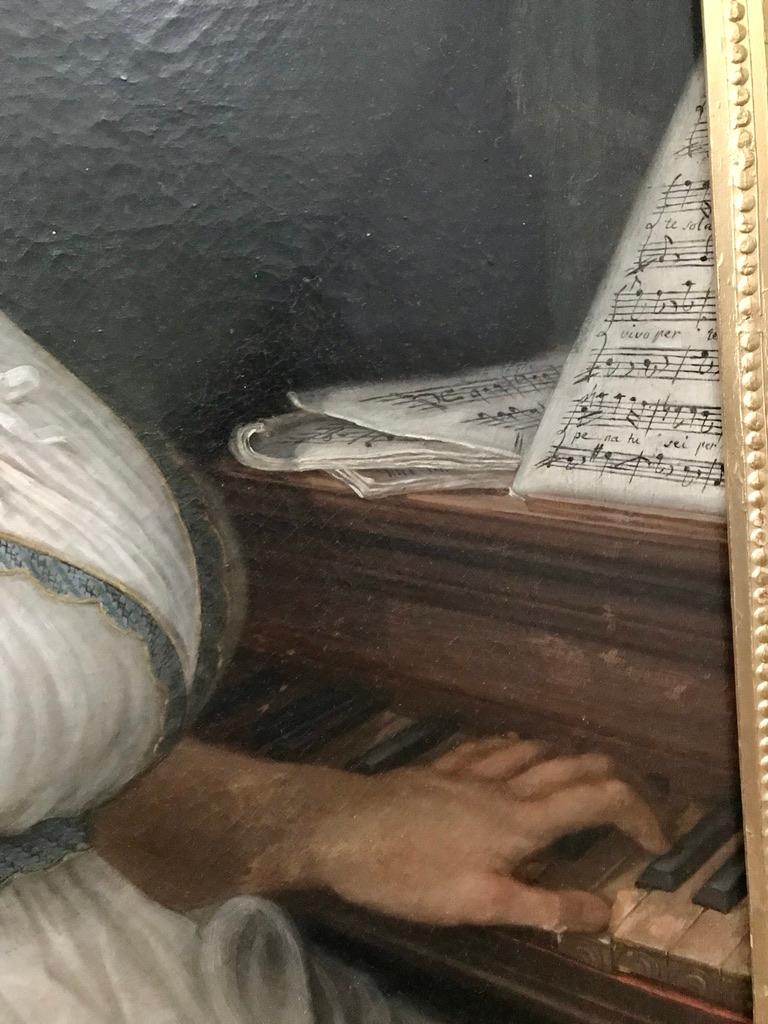 18th Century Italian Portrait of a Female Piano Player, Signed and Dated 6