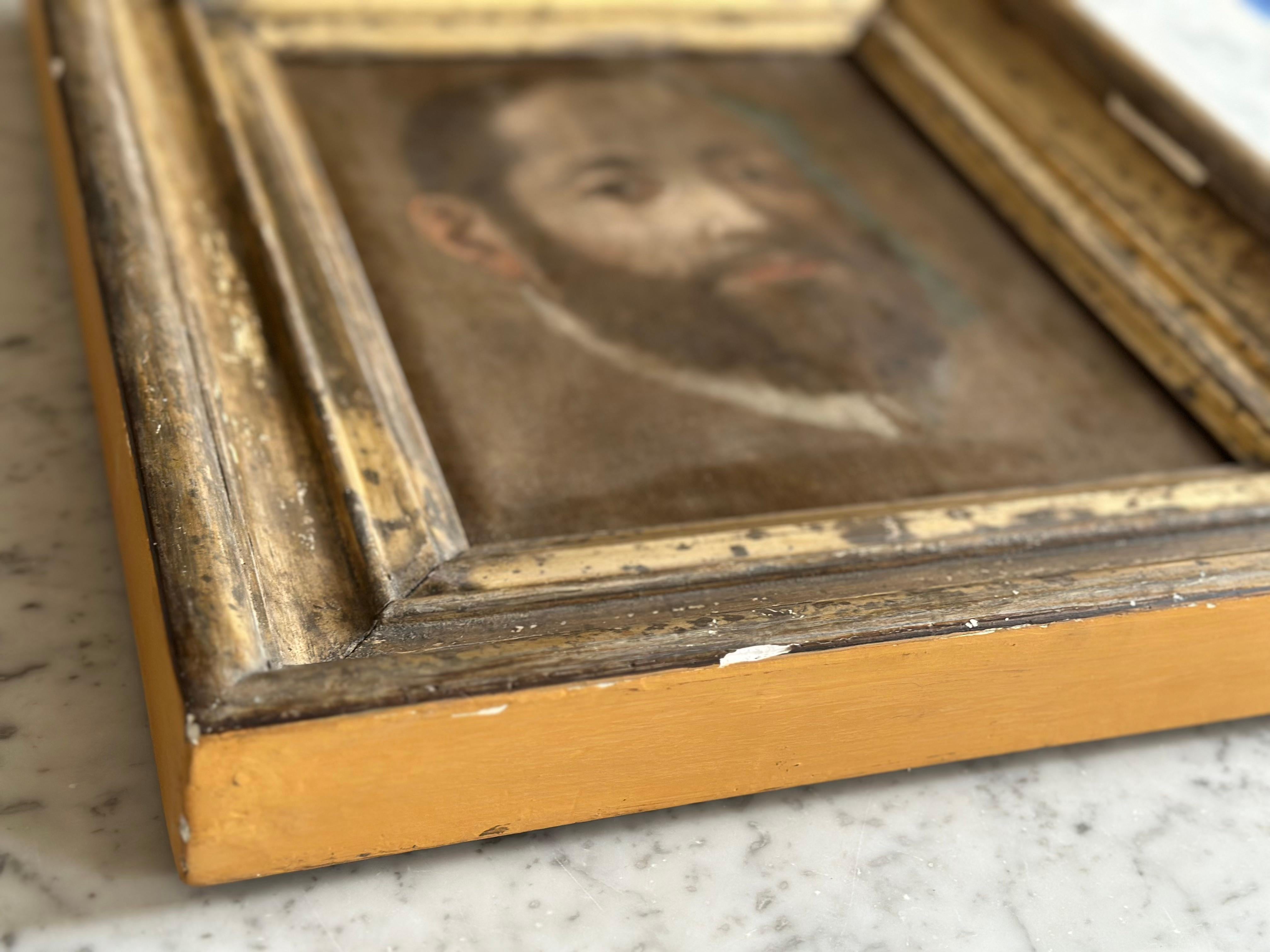 Portrait italien du XVIIIe siècle d'un gentilhomme avec cadre doré 