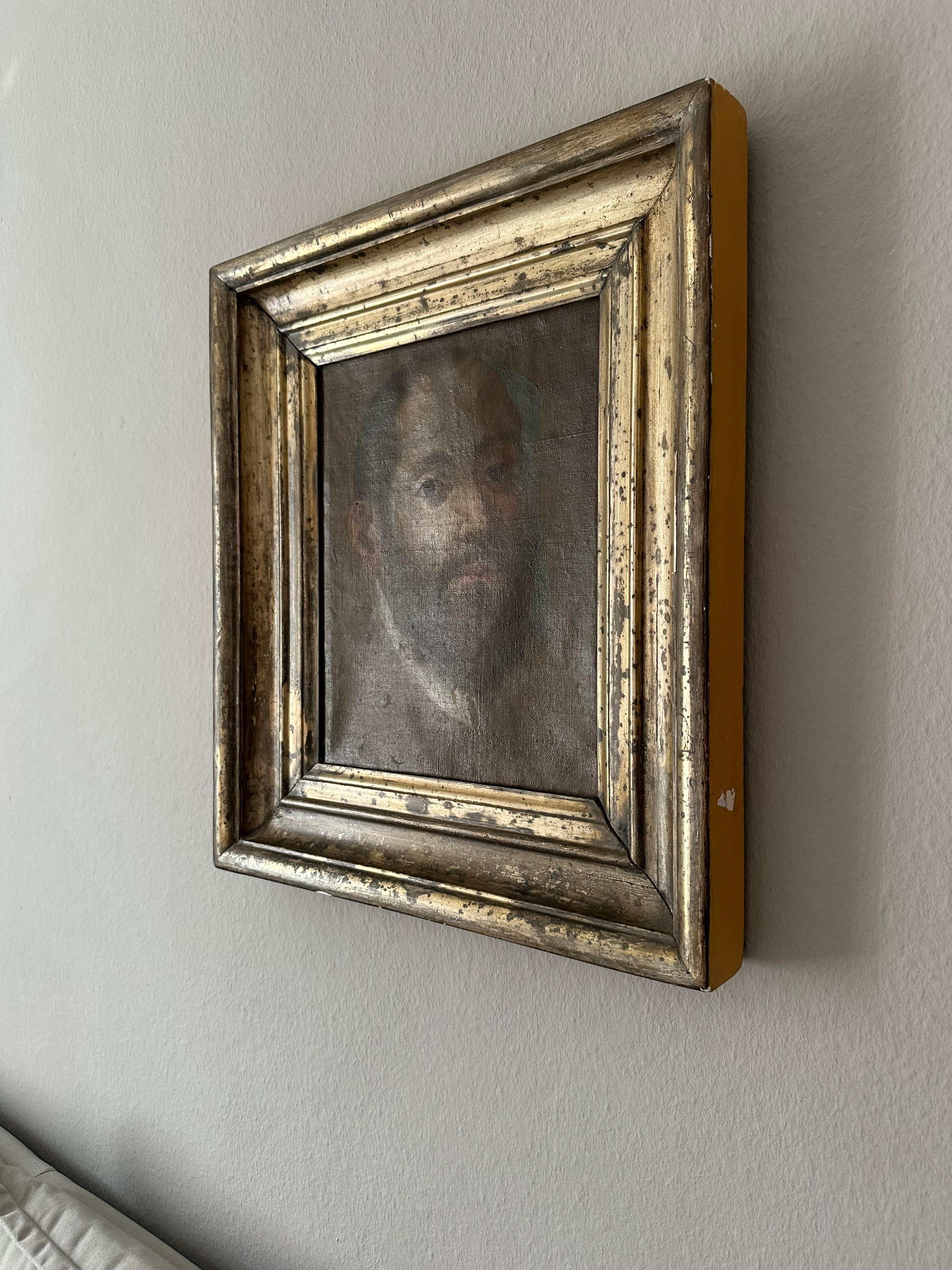 Portrait italien du XVIIIe siècle d'un gentilhomme avec cadre doré 