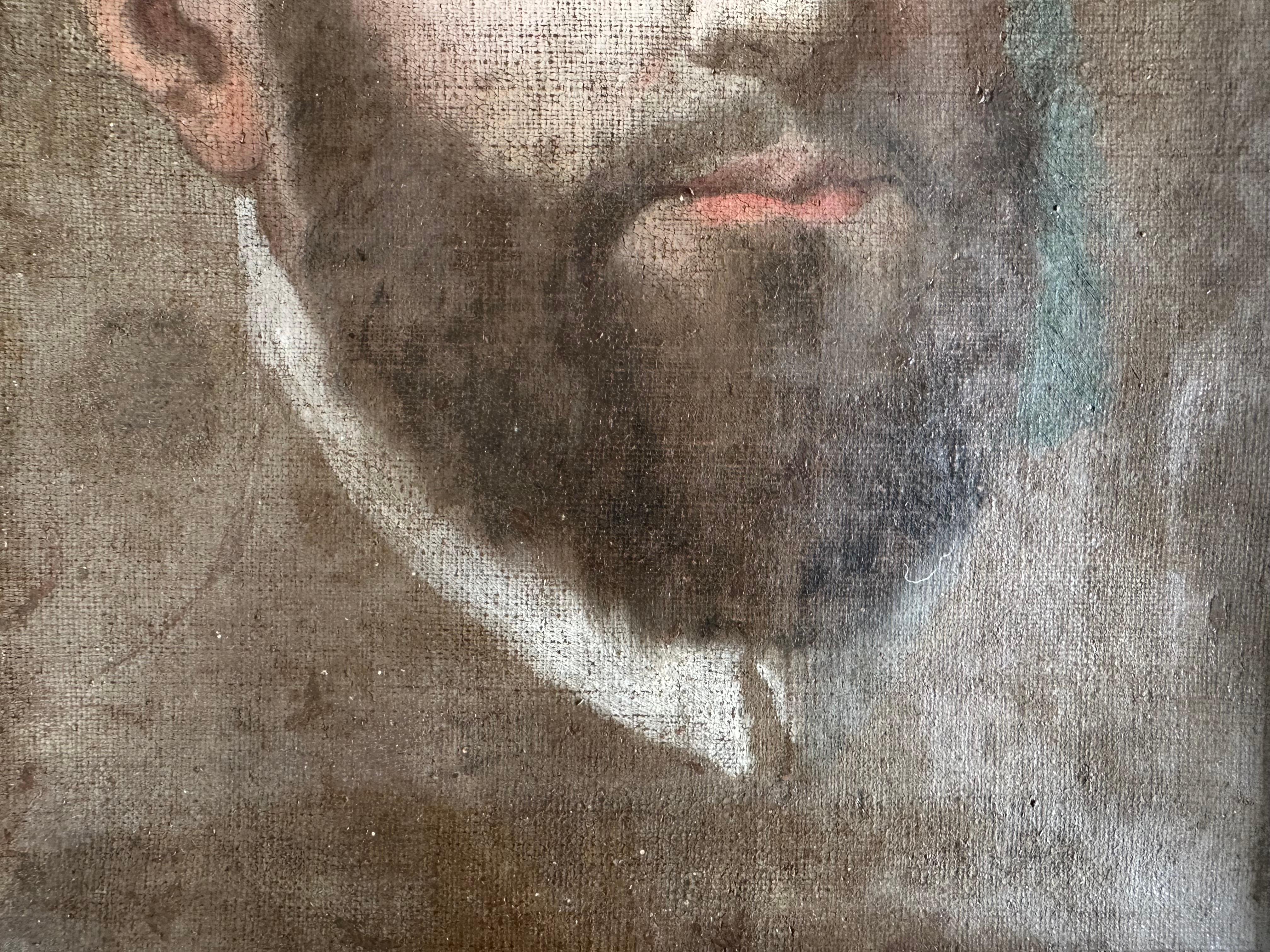 Doré Portrait italien du XVIIIe siècle d'un gentilhomme avec cadre doré 