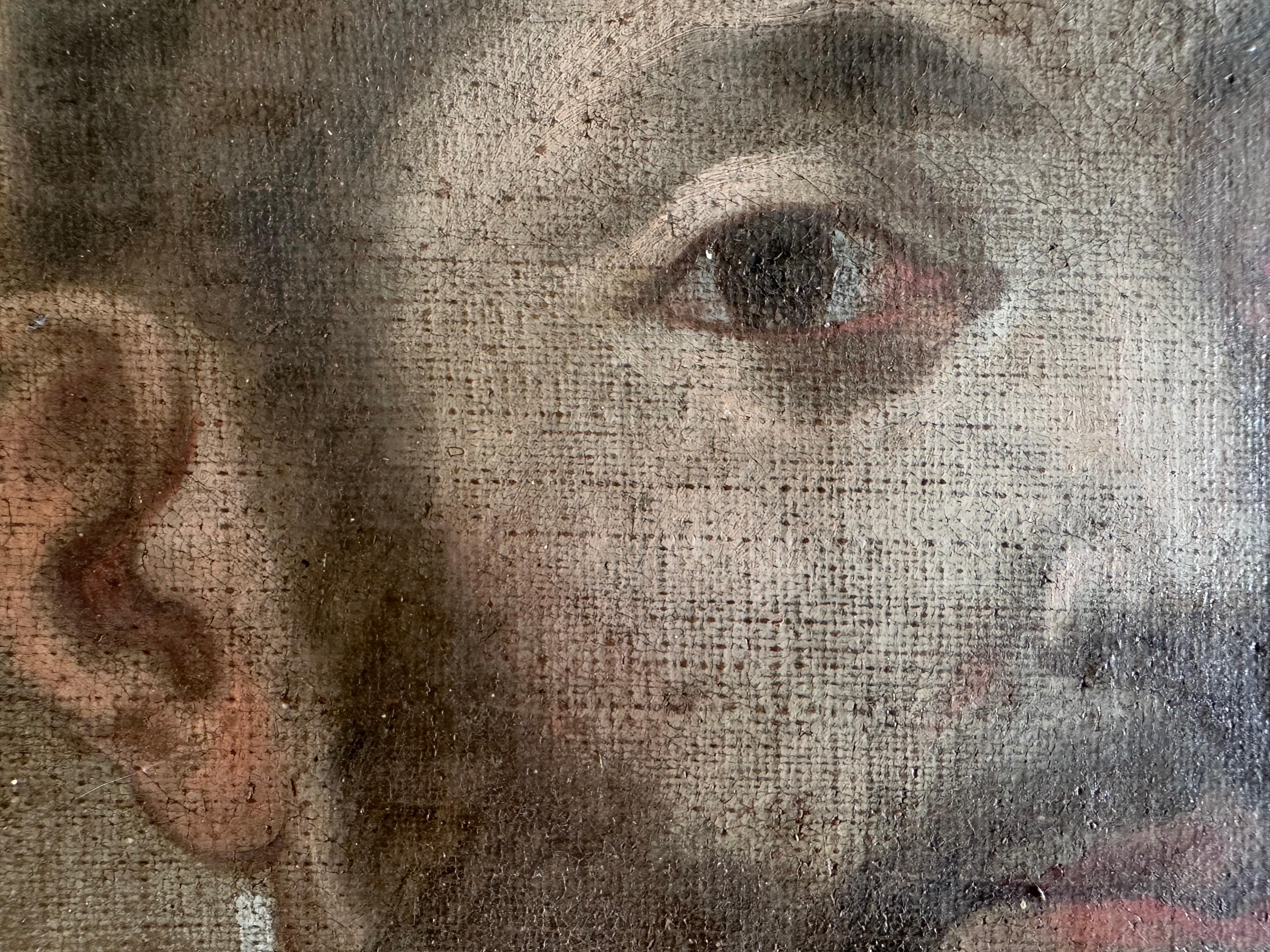 Toile Portrait italien du XVIIIe siècle d'un gentilhomme avec cadre doré 