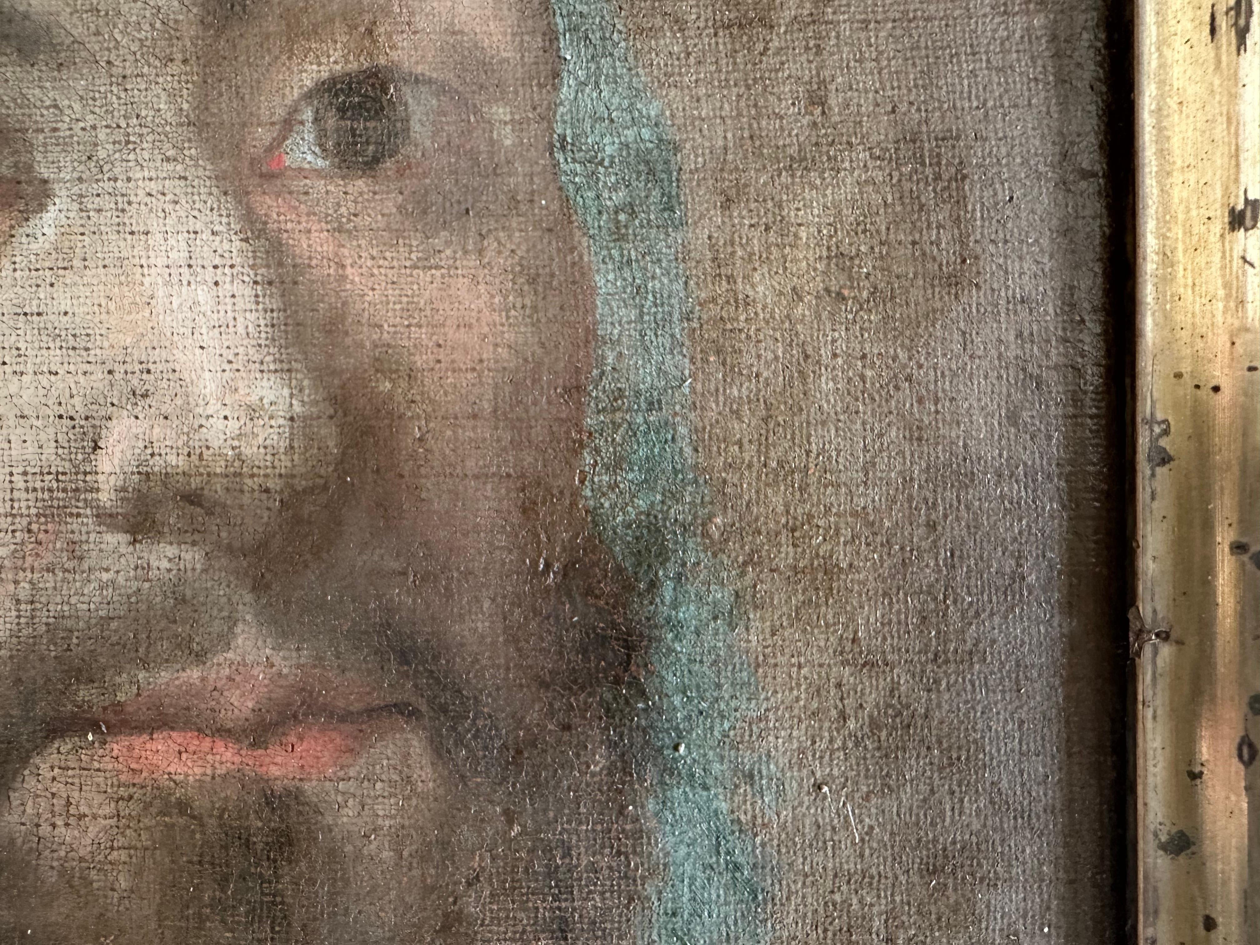 Portrait italien du XVIIIe siècle d'un gentilhomme avec cadre doré 