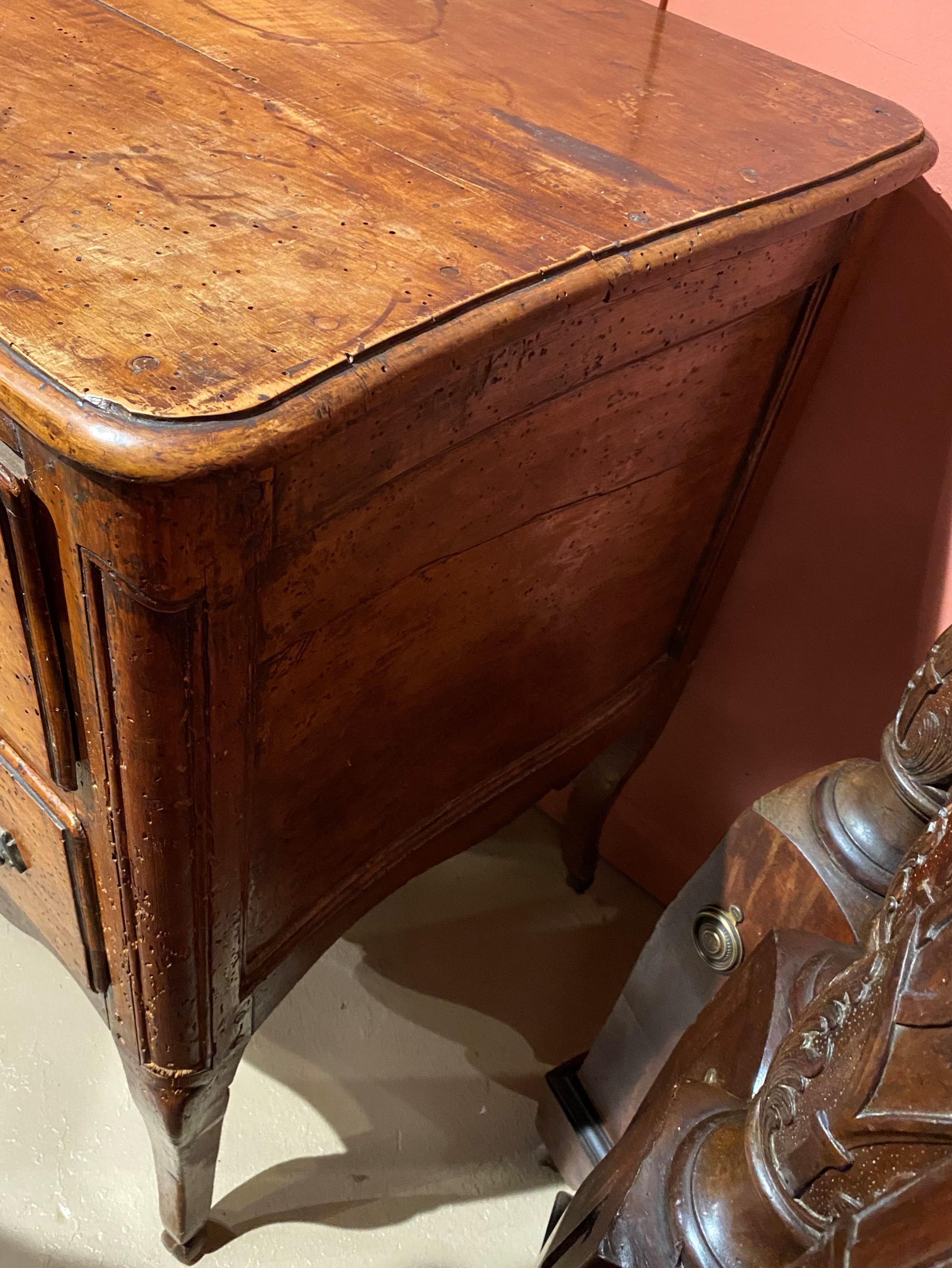18th Century Italian, Probably Venetian Walnut Two Drawer Commode In Good Condition In Milford, NH