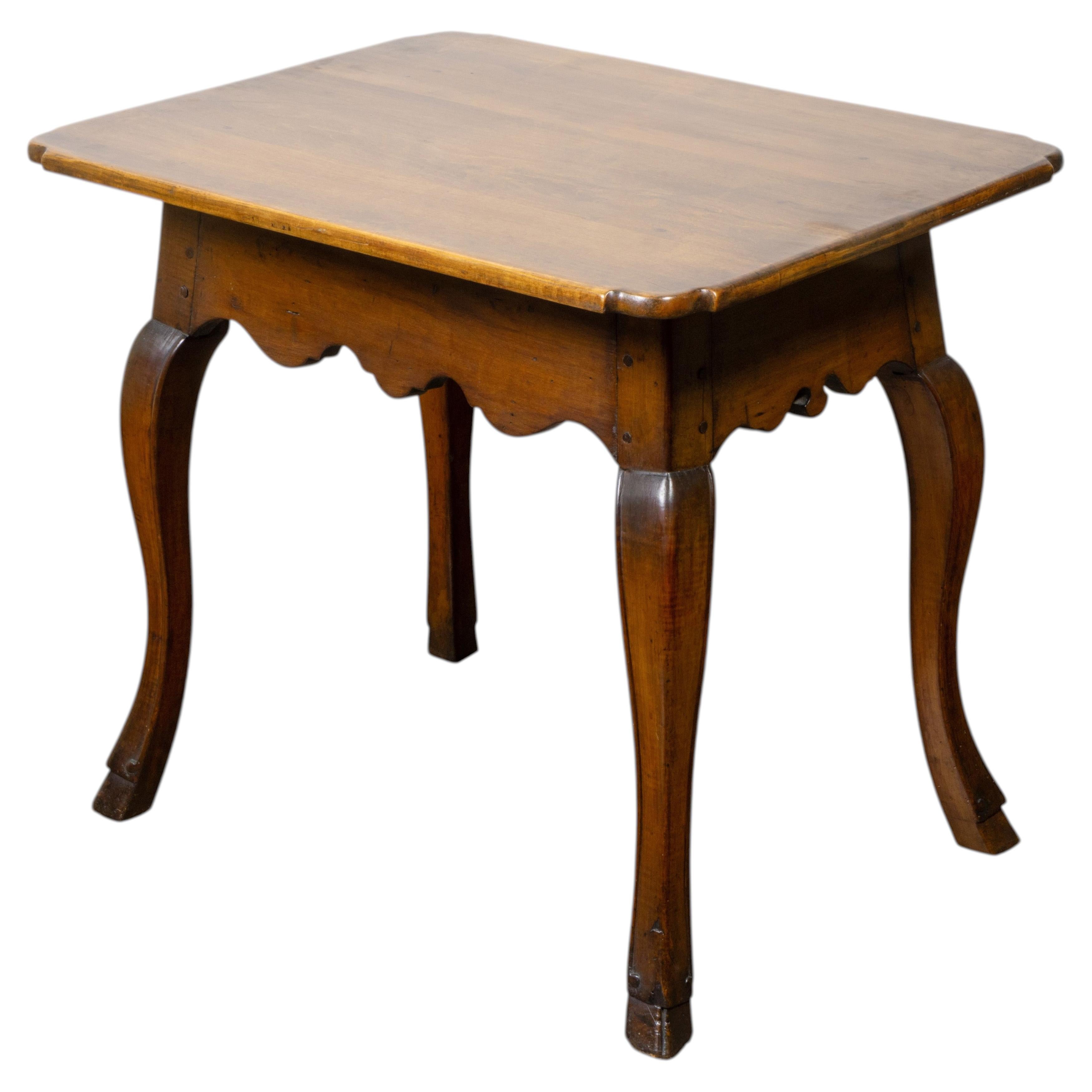 18th Century Italian Provincial Walnut Side Table with Cabriole Legs