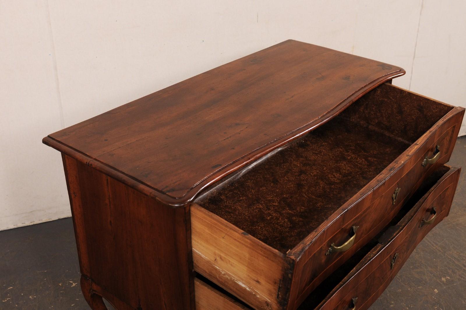 Wood 18th Century Italian Raised Two-Drawer Cassettiera For Sale