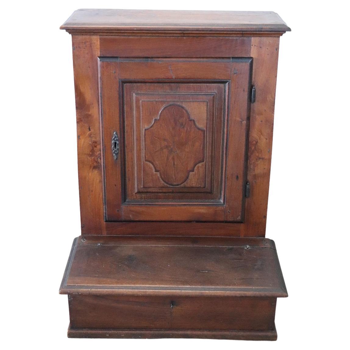 18th Century Italian Rare Inlaid Walnut Antique Kneeler For Sale