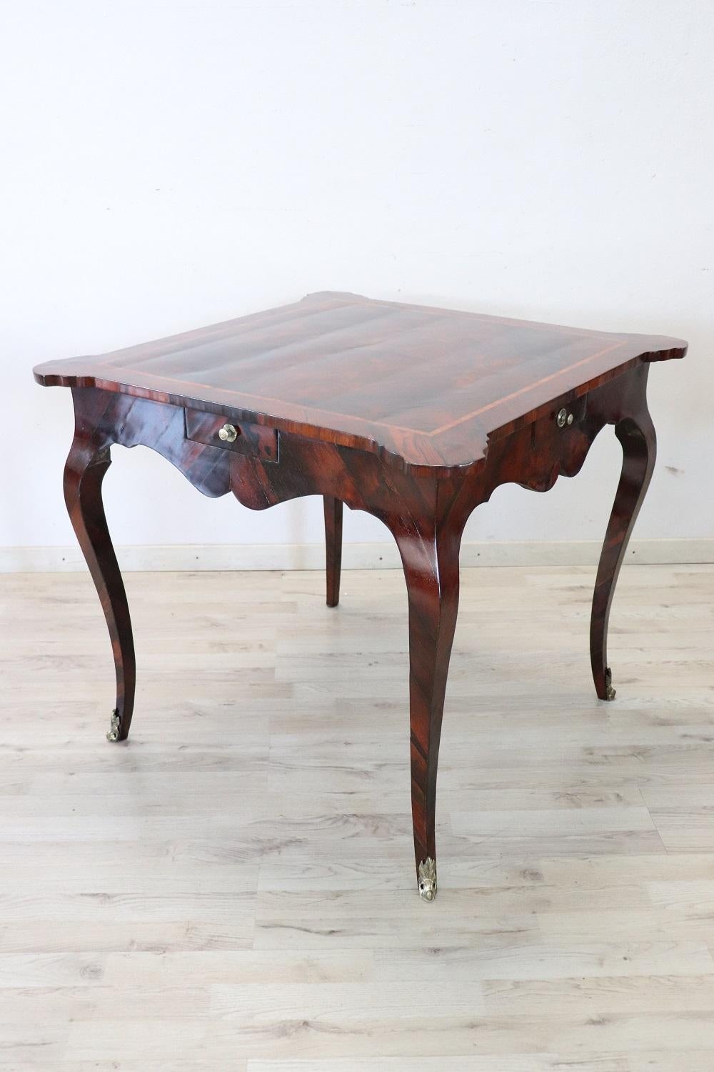 18th Century Italian Rare of the Period Louis XV Antique Game Table For Sale 1