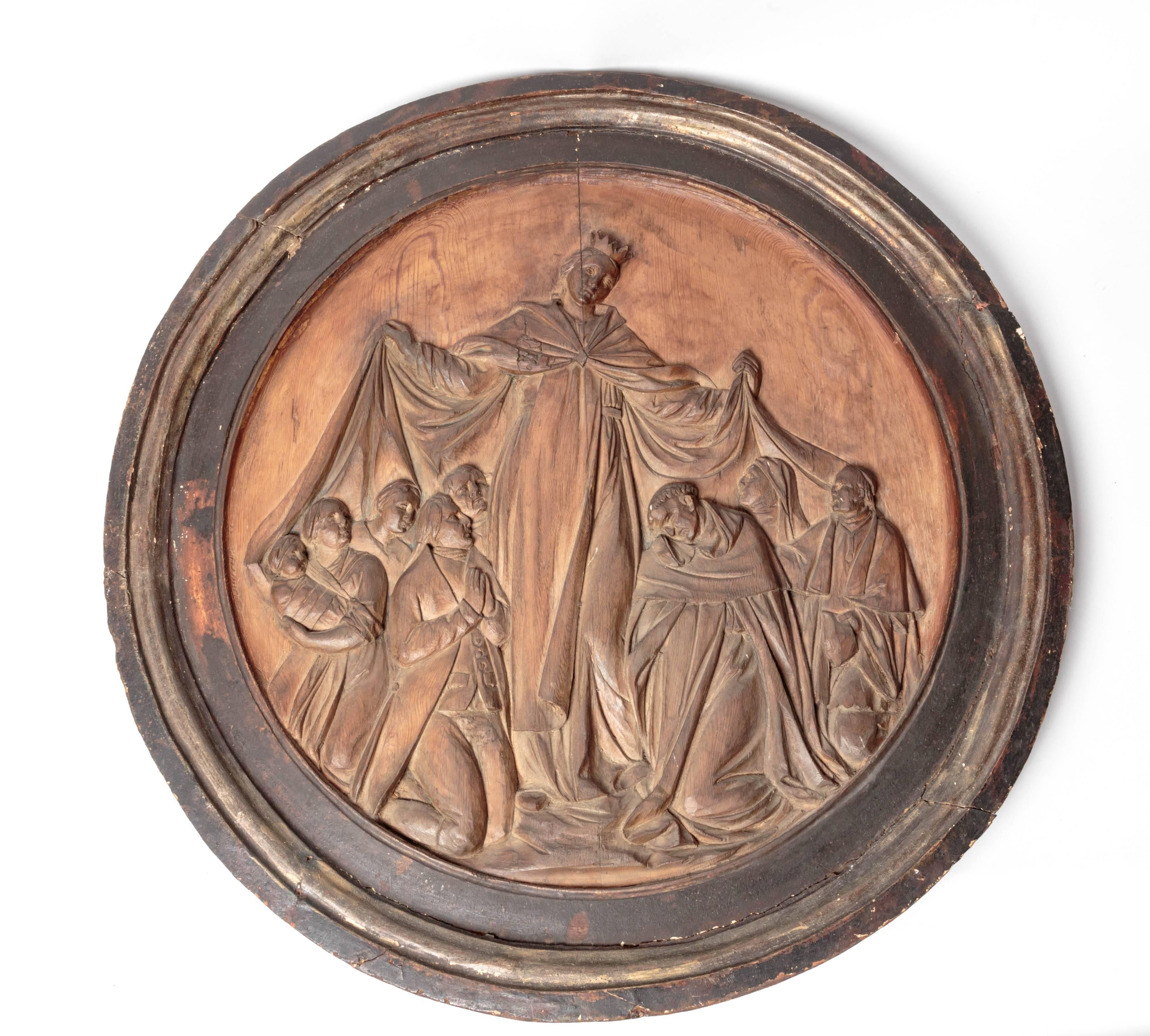 18th Century Italian Religious Carved Wood Relief In Good Condition For Sale In Southampton, NY